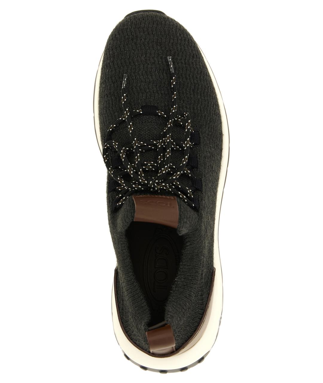TOD'S Серые текстильные низкие кроссовки / кеды, фото 4