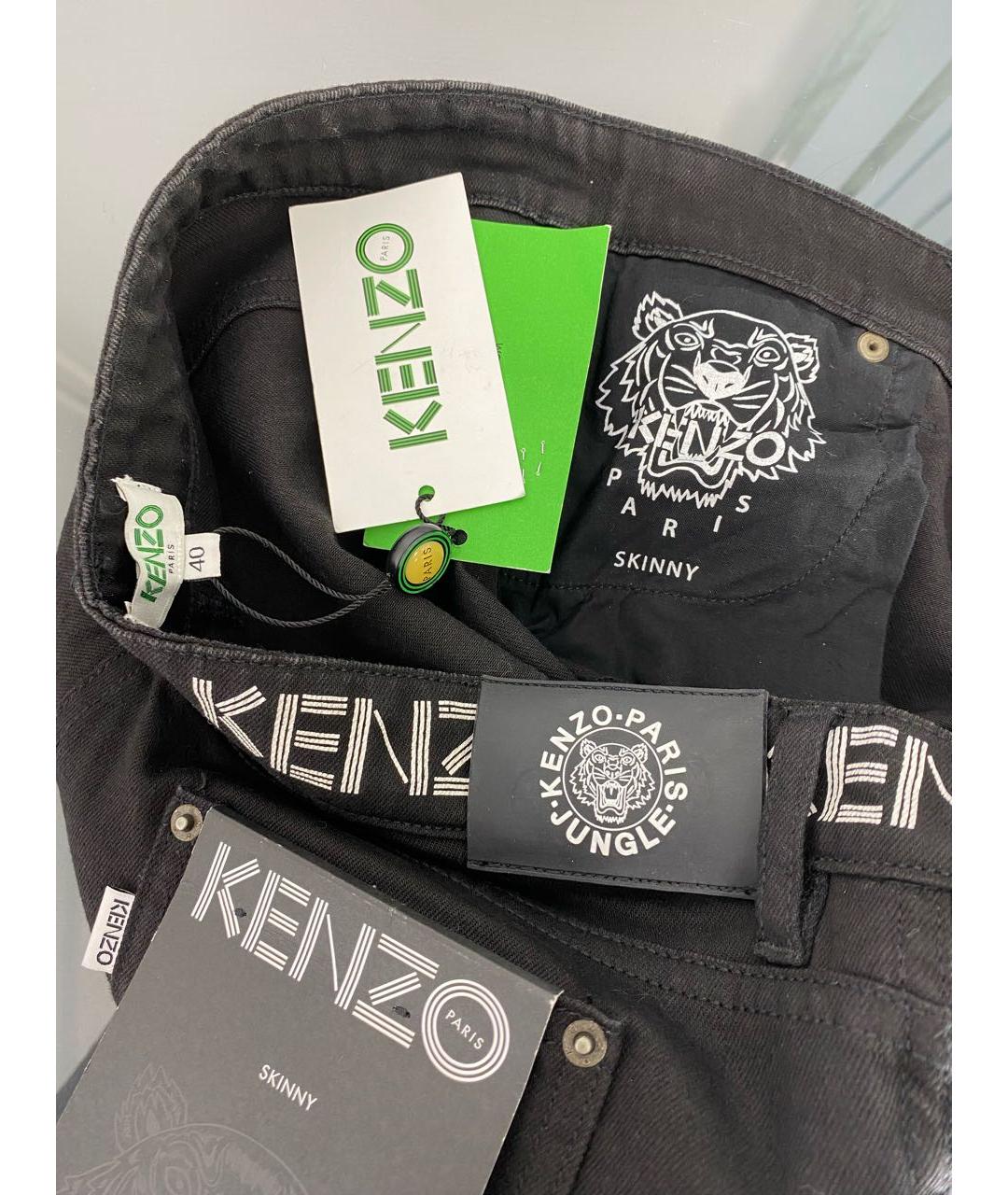 KENZO Черные хлопко-эластановые джинсы слим, фото 3
