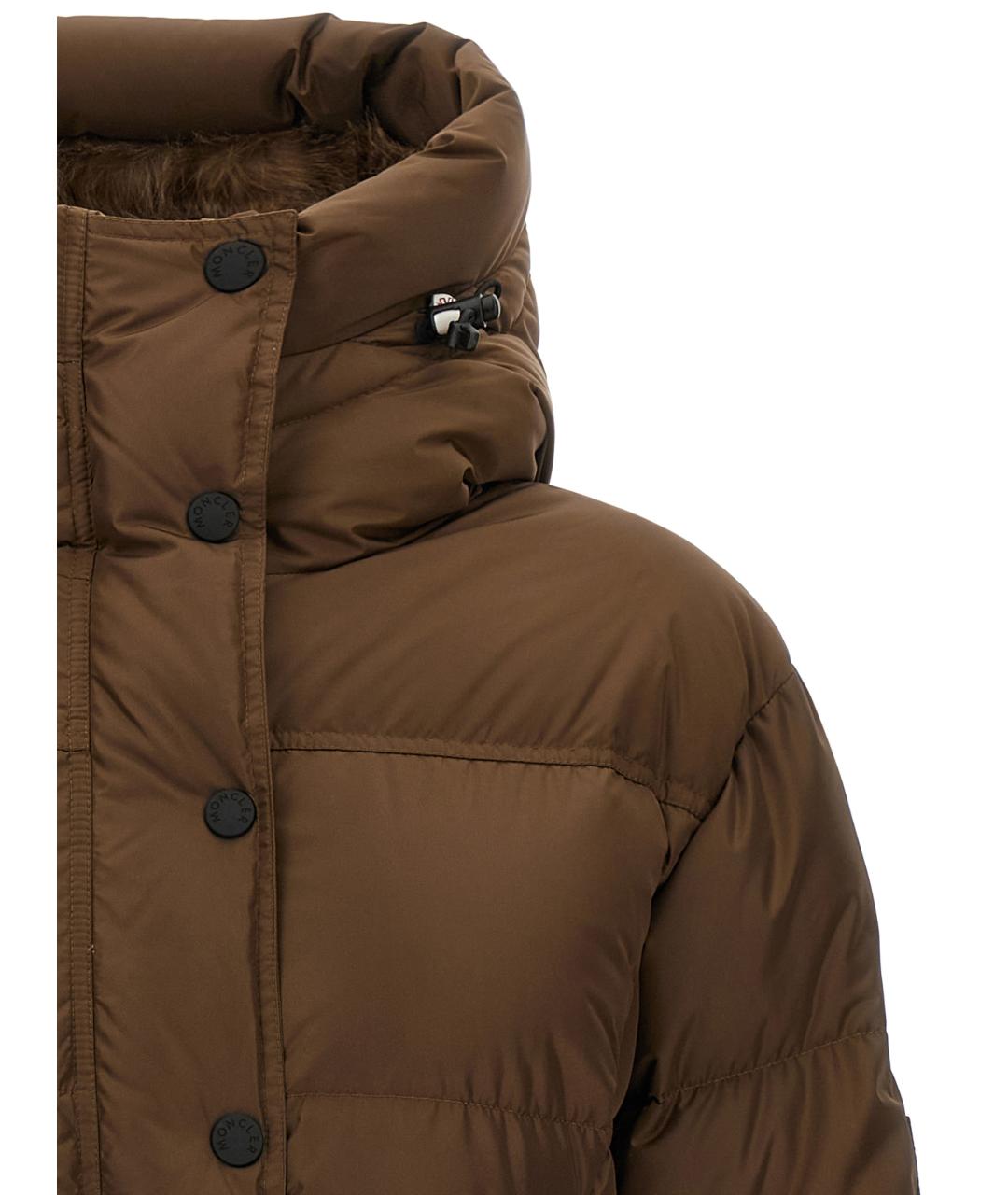 MONCLER GRENOBLE Коричневый полиэстеровый пуховик, фото 3