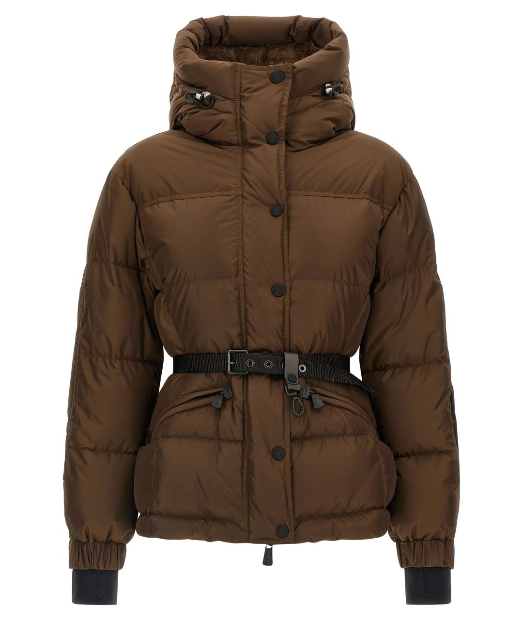 MONCLER GRENOBLE Коричневый полиэстеровый пуховик, фото 1