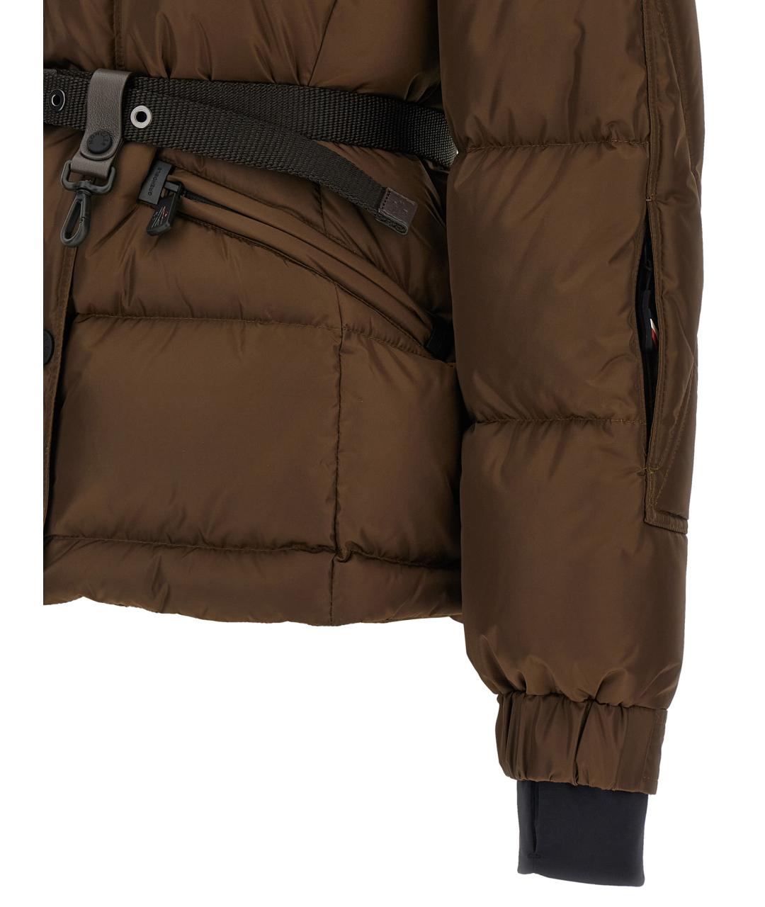 MONCLER GRENOBLE Коричневый полиэстеровый пуховик, фото 5