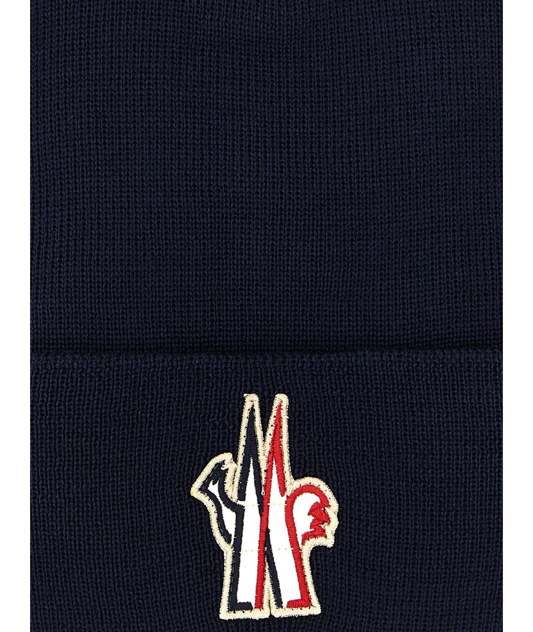 MONCLER GRENOBLE Темно-синяя шерстяная шапка, фото 3