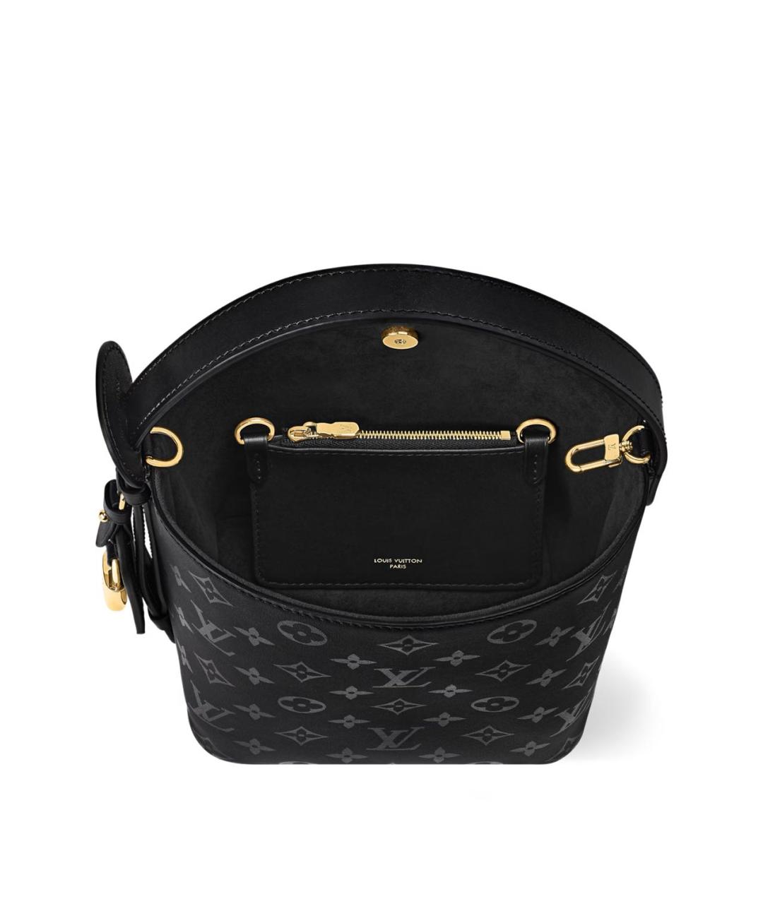 LOUIS VUITTON Черная кожаная сумка через плечо, фото 3