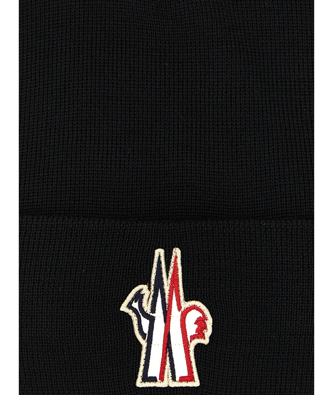 MONCLER GRENOBLE Черная шерстяная шапка, фото 3