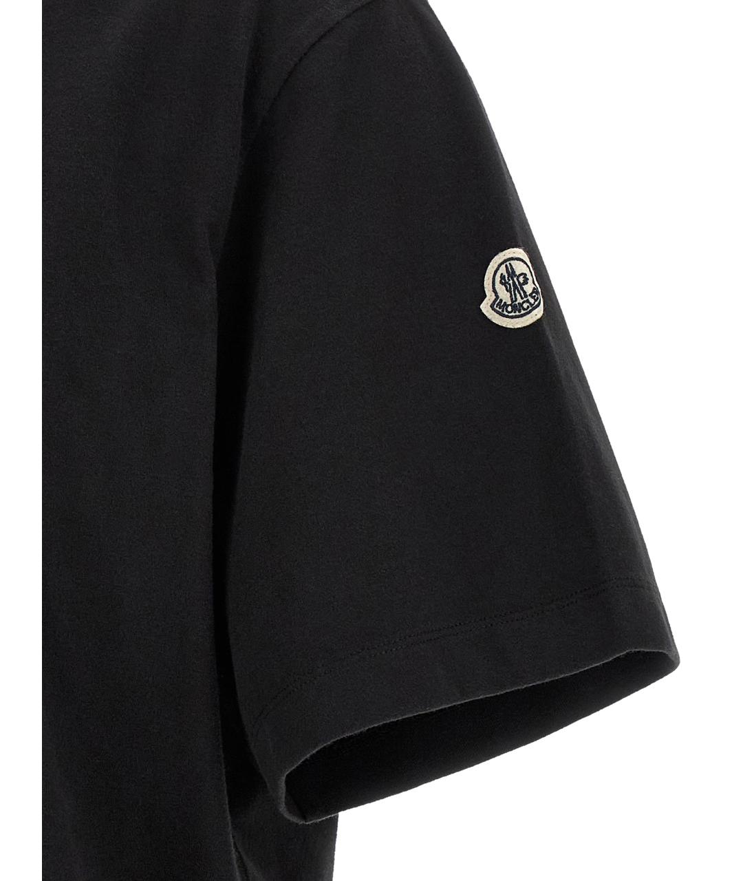 MONCLER Черная хлопковая футболка, фото 4