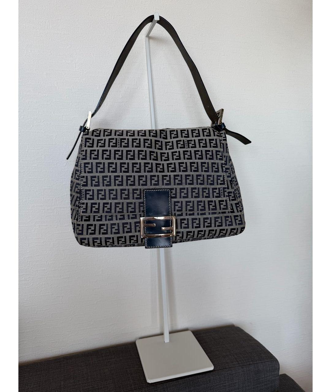 FENDI Темно-синяя тканевая сумка с короткими ручками, фото 9