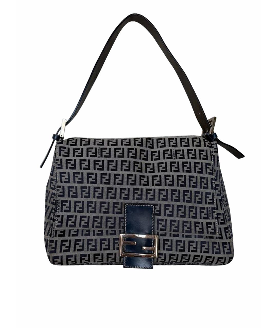 FENDI Темно-синяя тканевая сумка с короткими ручками, фото 1