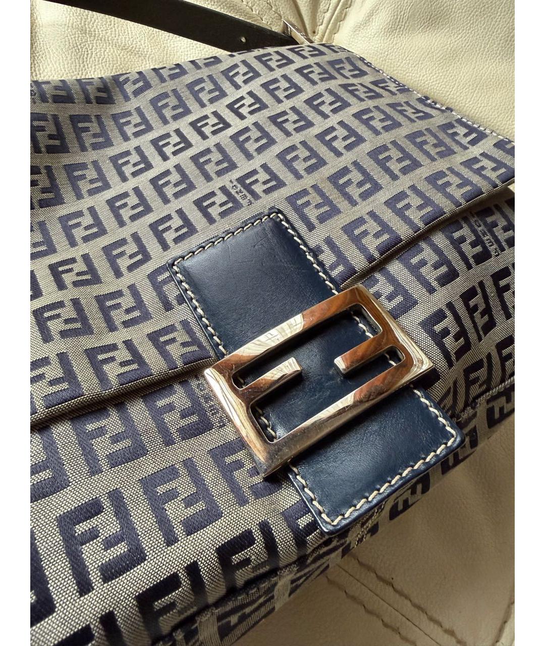 FENDI Темно-синяя тканевая сумка с короткими ручками, фото 7