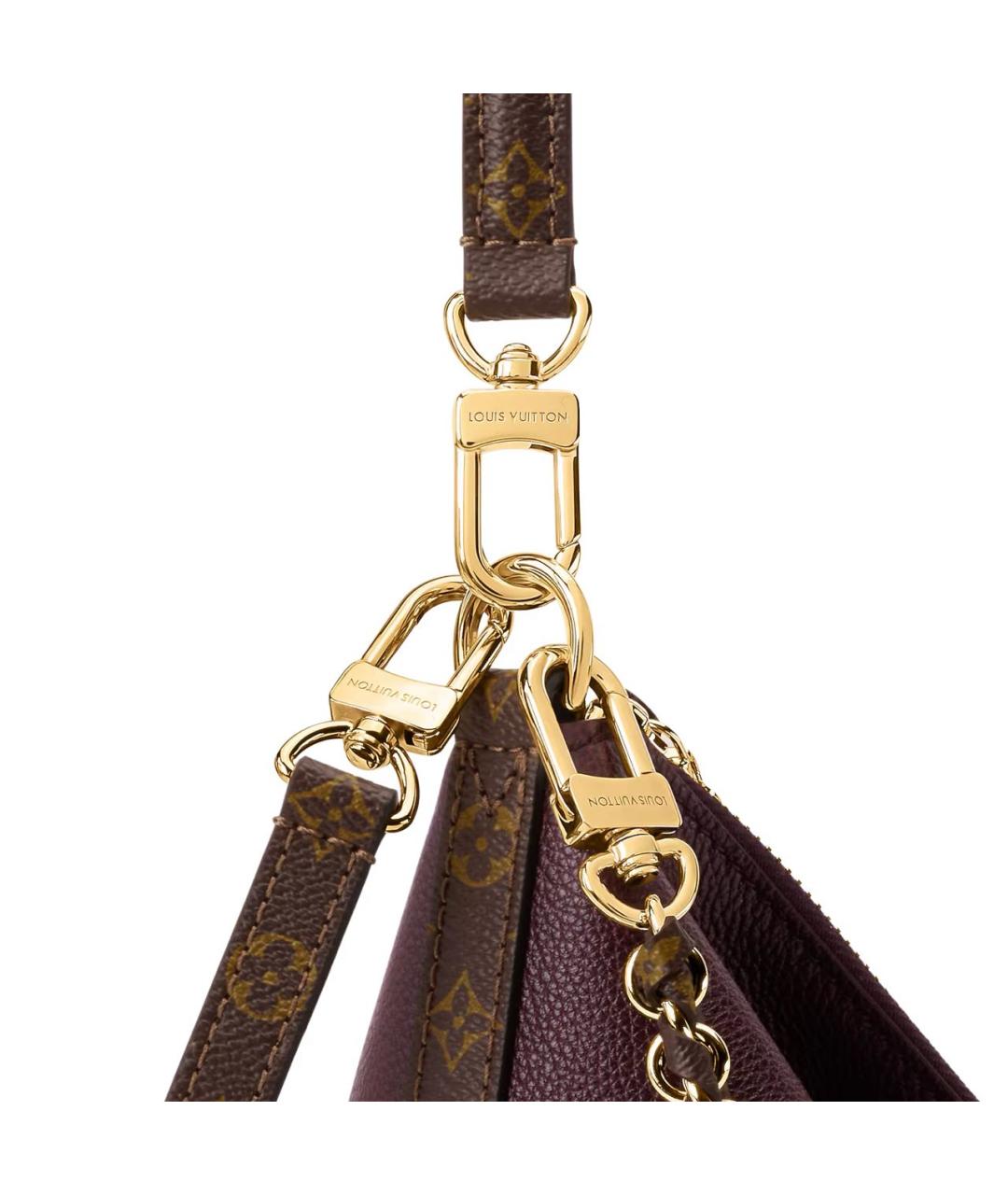 LOUIS VUITTON Бордовая кожаная сумка через плечо, фото 2