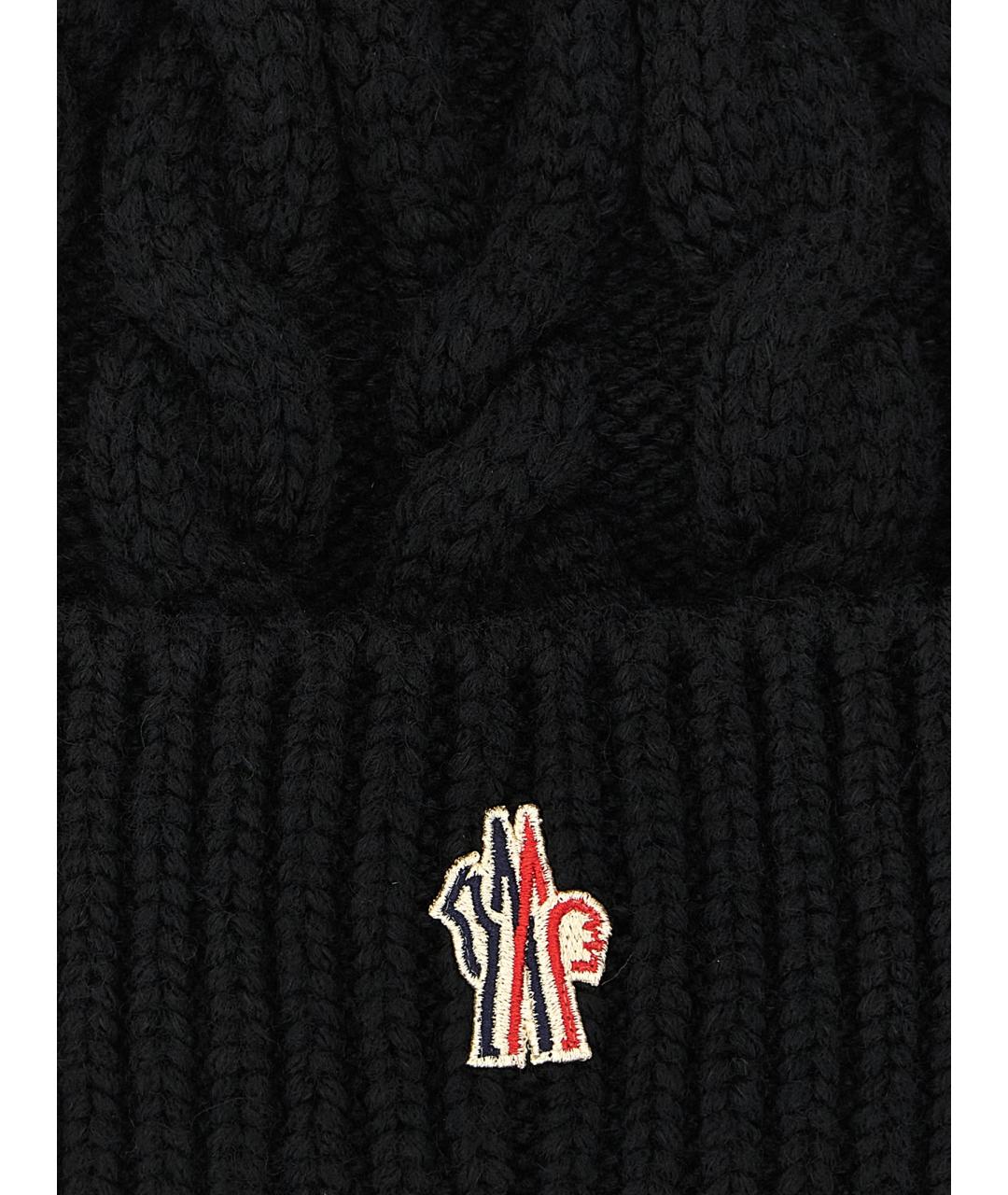 MONCLER GRENOBLE Черная шерстяная шапка, фото 3