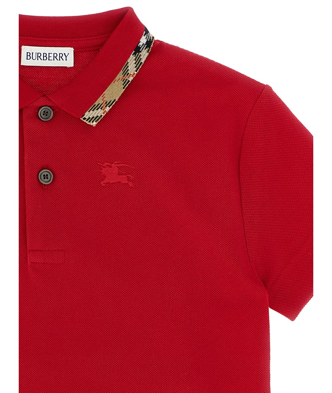 BURBERRY Красная хлопковая детская футболка, фото 3