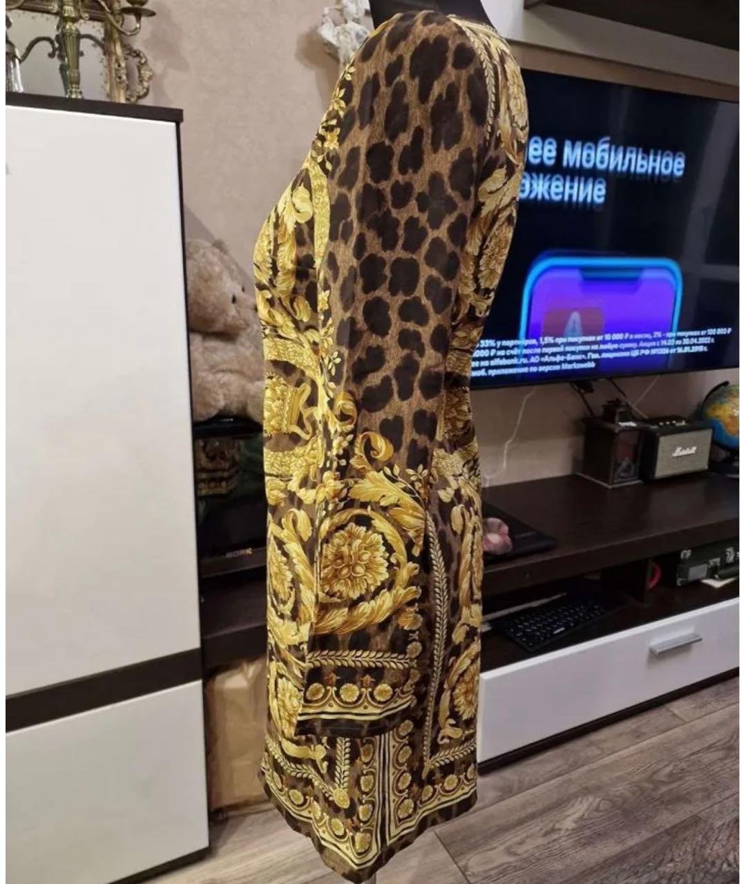VERSACE Мульти шелковое повседневное платье, фото 5