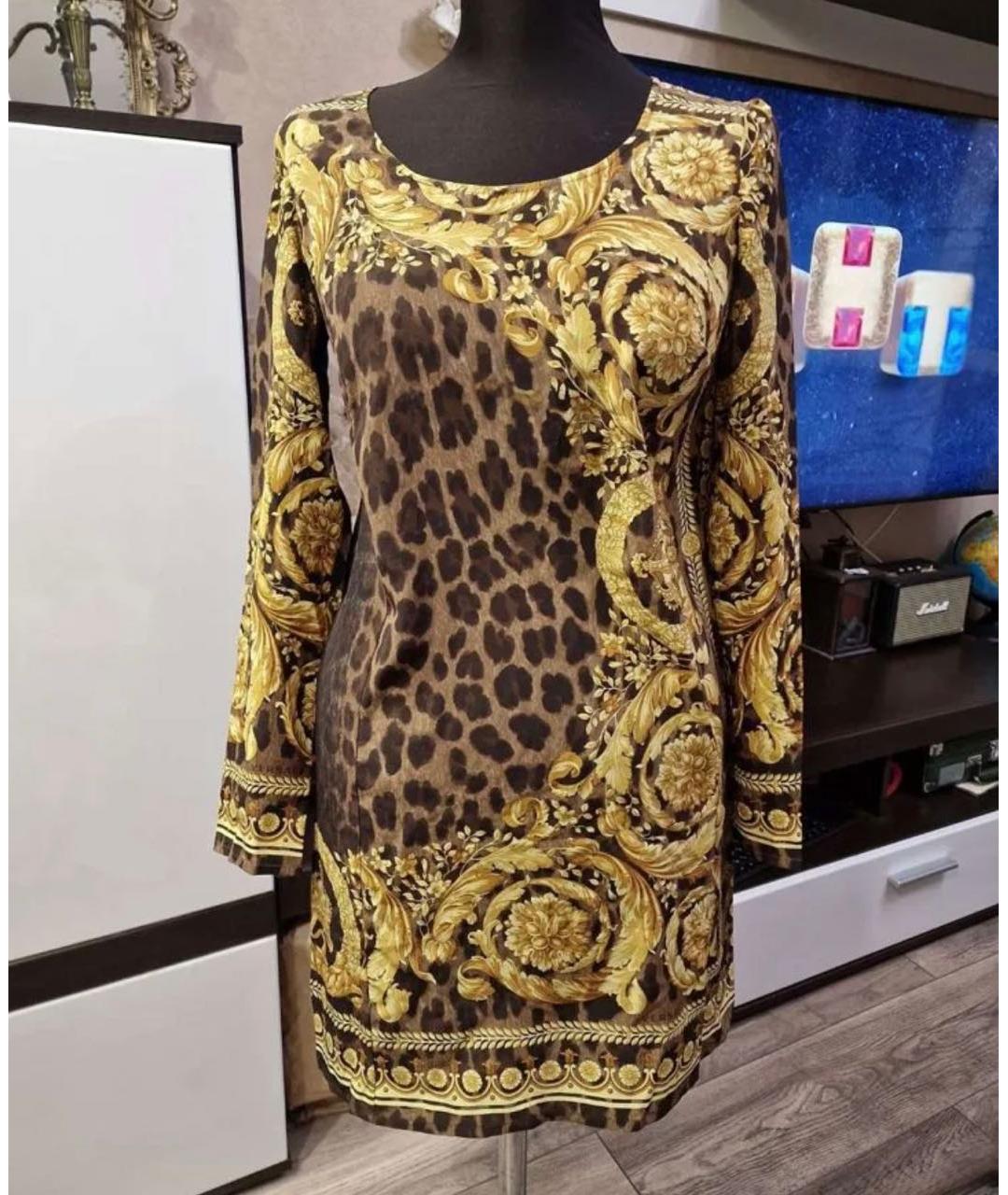 VERSACE Мульти шелковое повседневное платье, фото 4