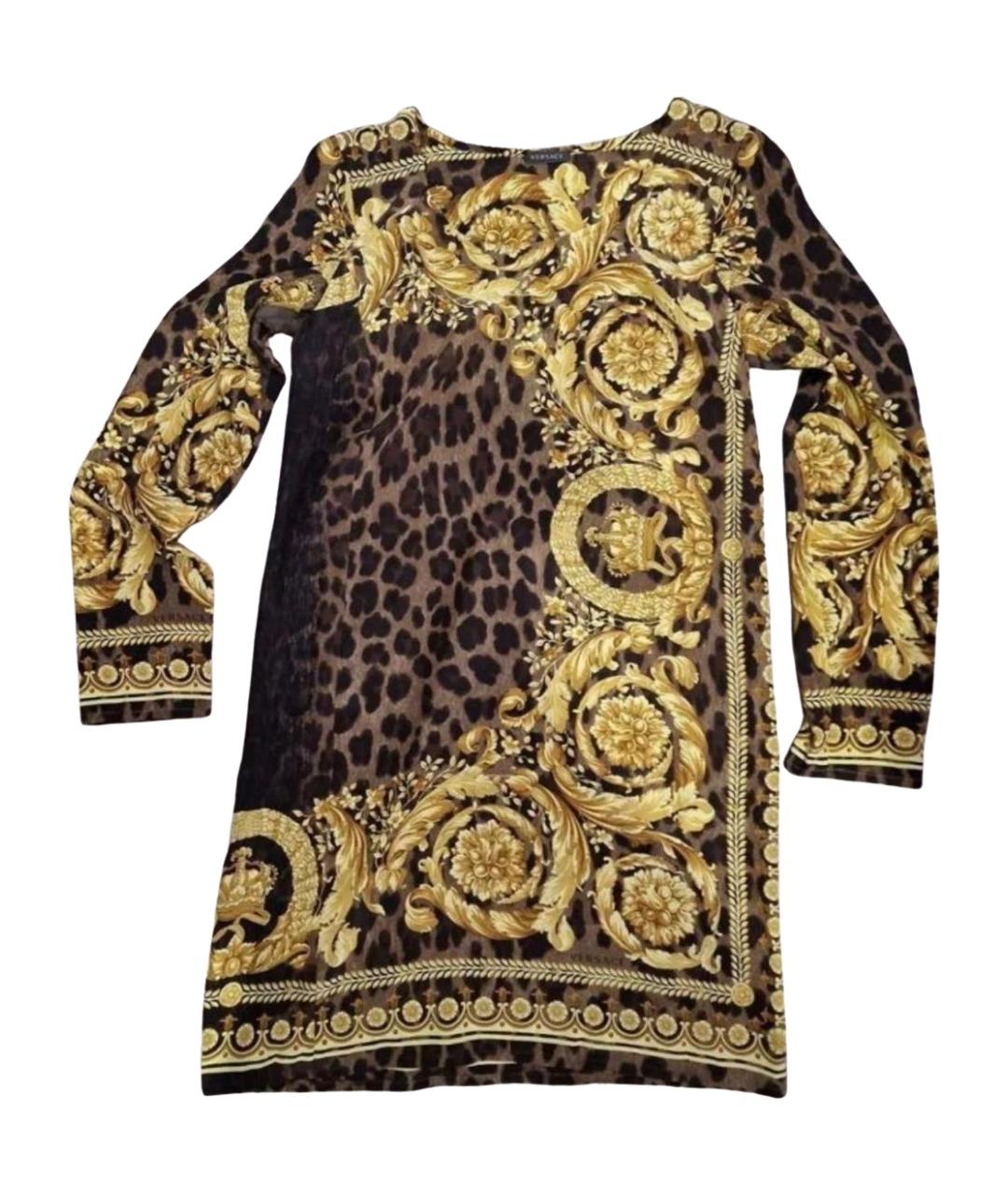 VERSACE Мульти шелковое повседневное платье, фото 1