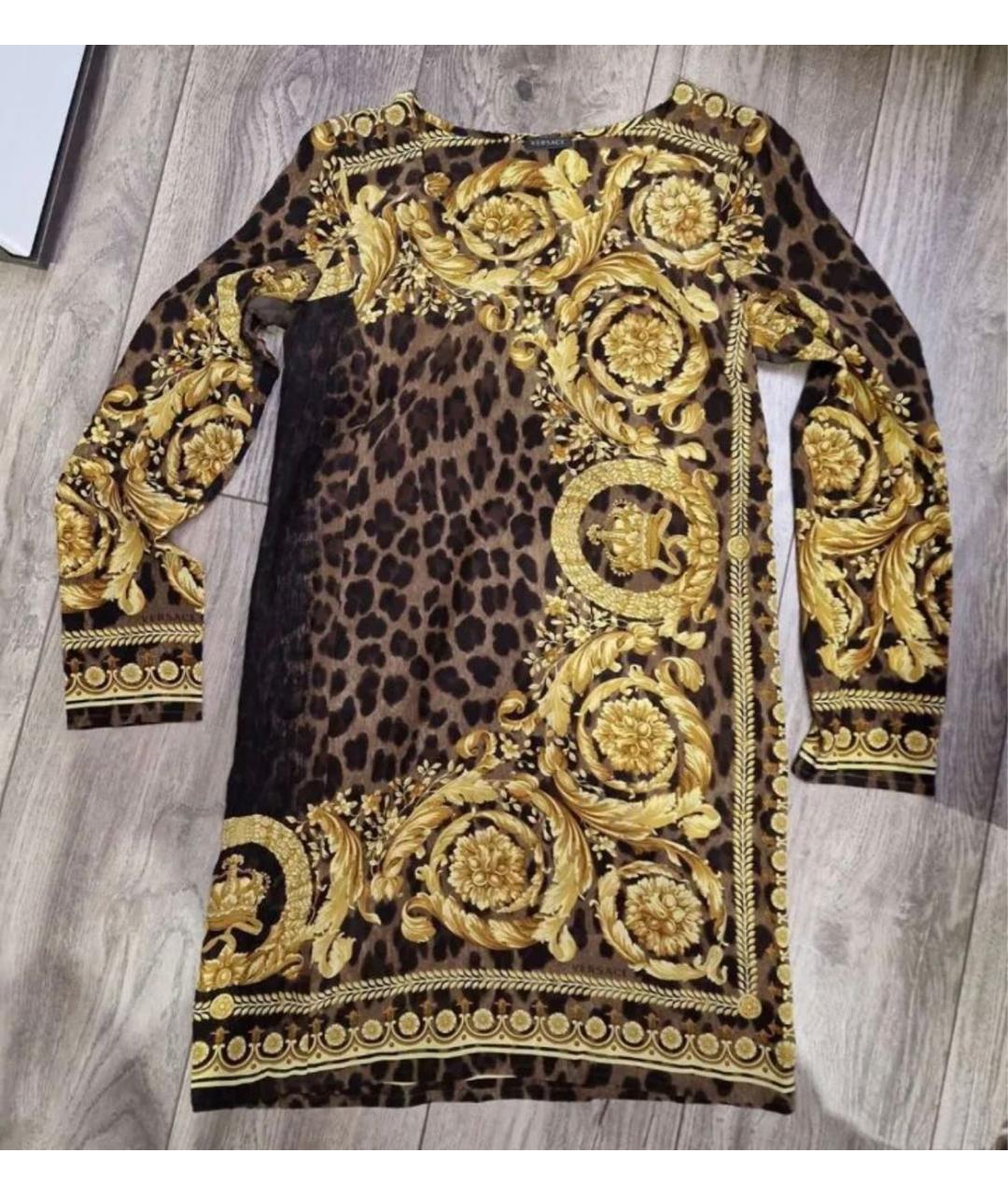 VERSACE Мульти шелковое повседневное платье, фото 7