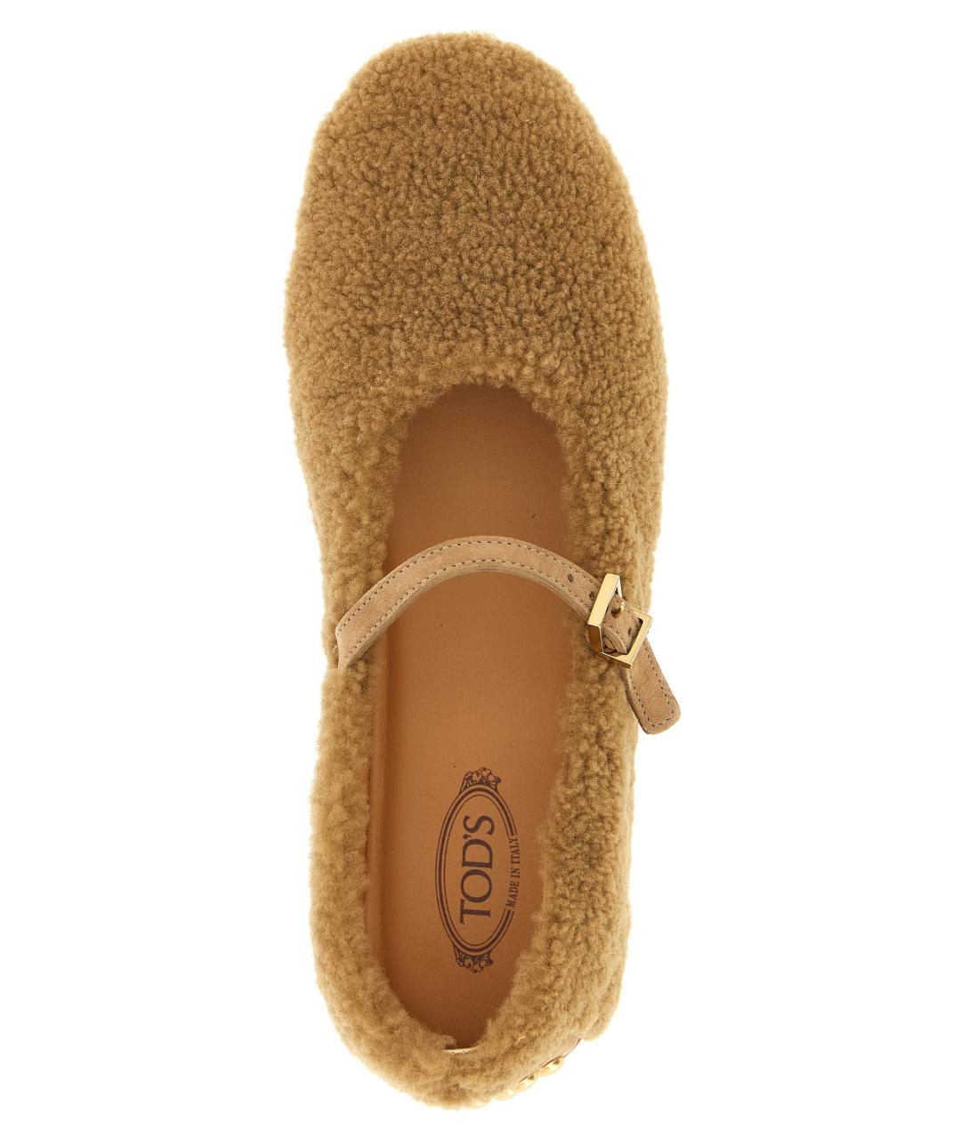 TOD'S Бежевые кожаные балетки, фото 4