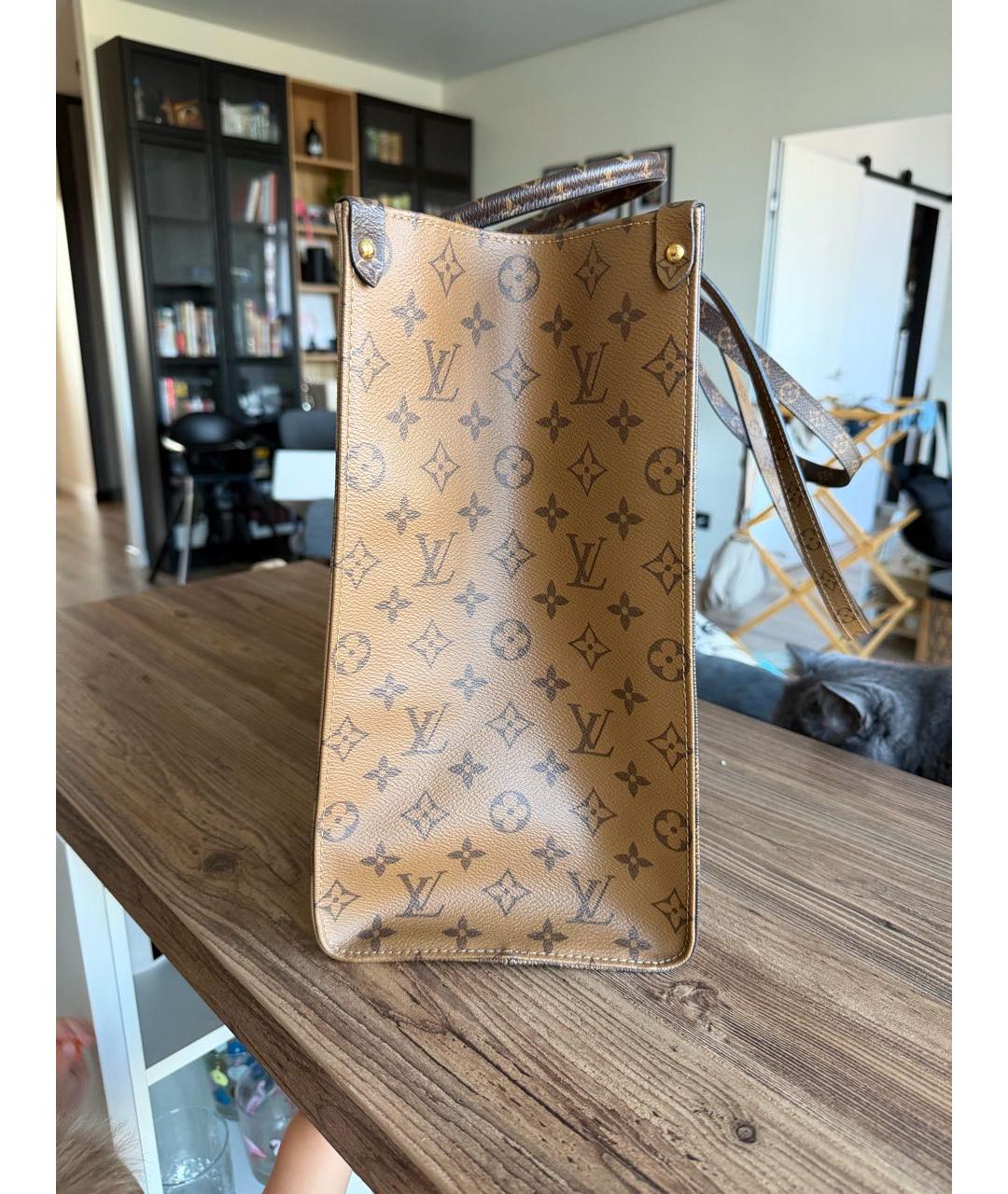 LOUIS VUITTON Коричневая кожаная сумка тоут, фото 2