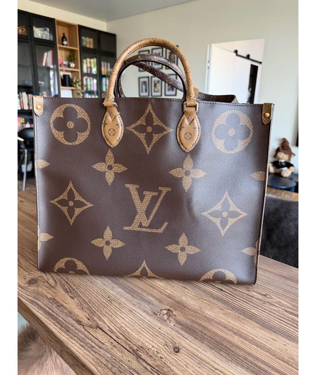 LOUIS VUITTON Коричневая кожаная сумка тоут, фото 3
