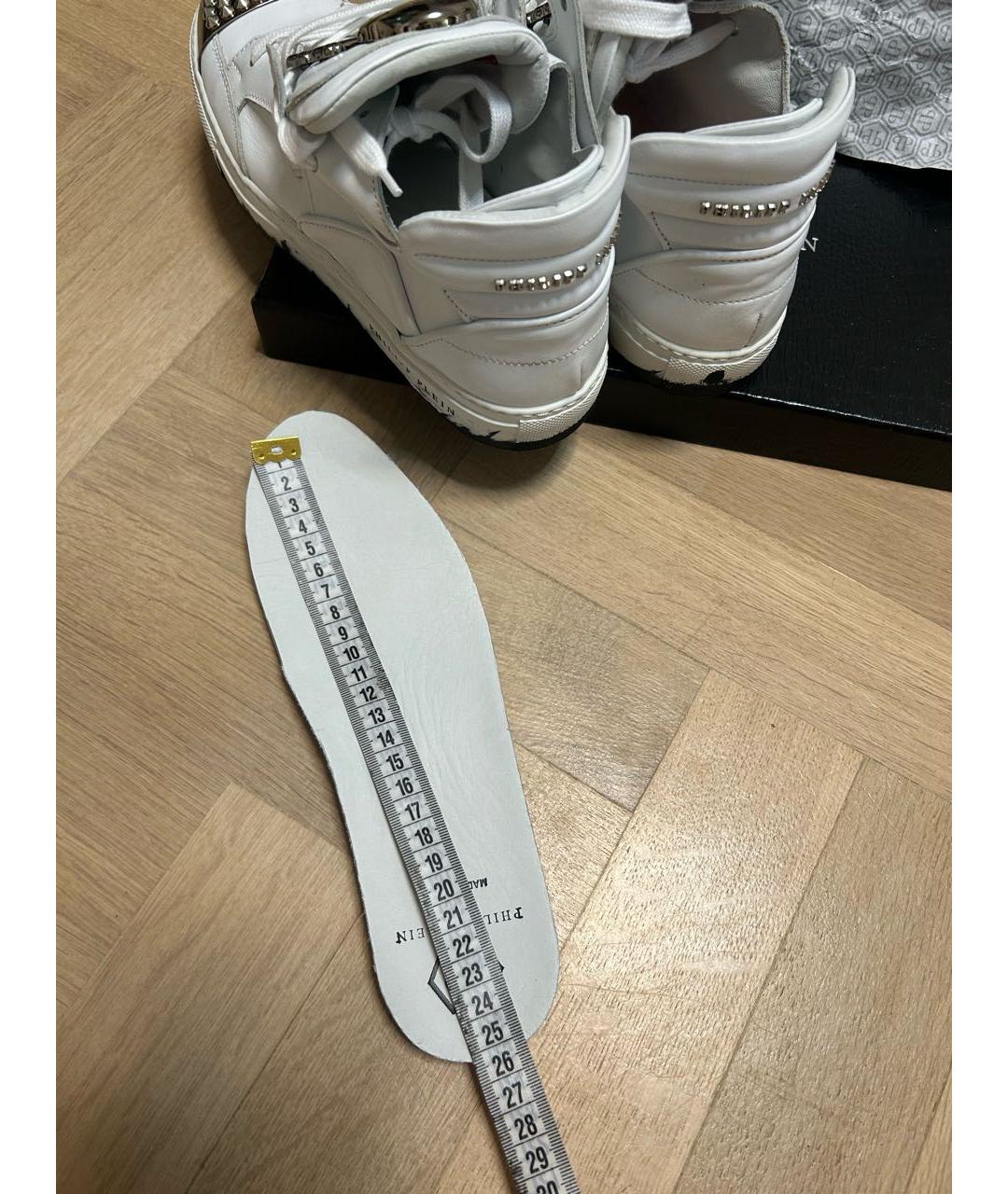 PHILIPP PLEIN Белые кожаные кеды, фото 5