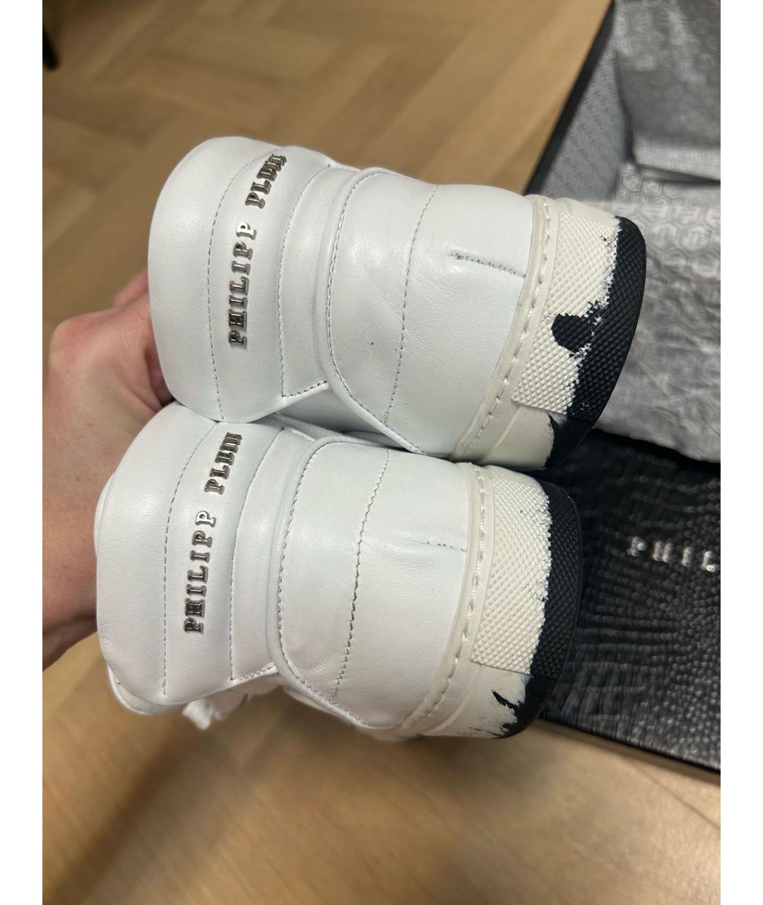 PHILIPP PLEIN Белые кожаные кеды, фото 3