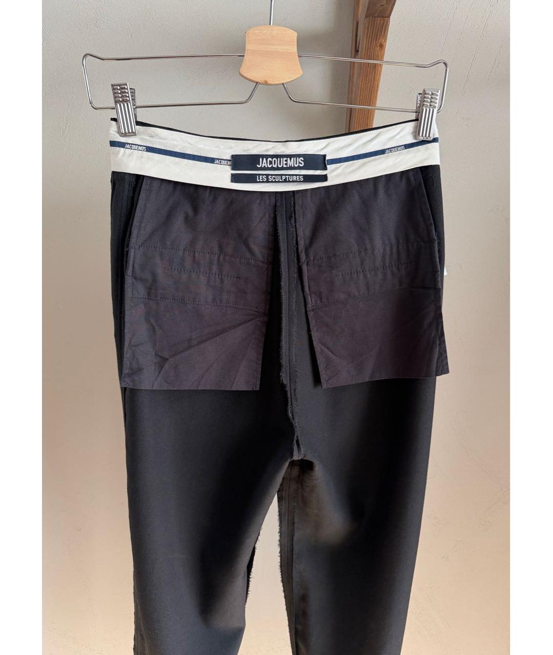 JACQUEMUS Черные шерстяные прямые брюки, фото 3