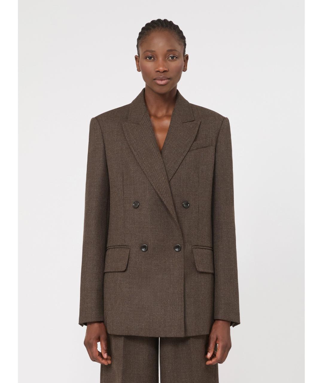 MAX MARA Коричневый шерстяной жакет/пиджак, фото 4
