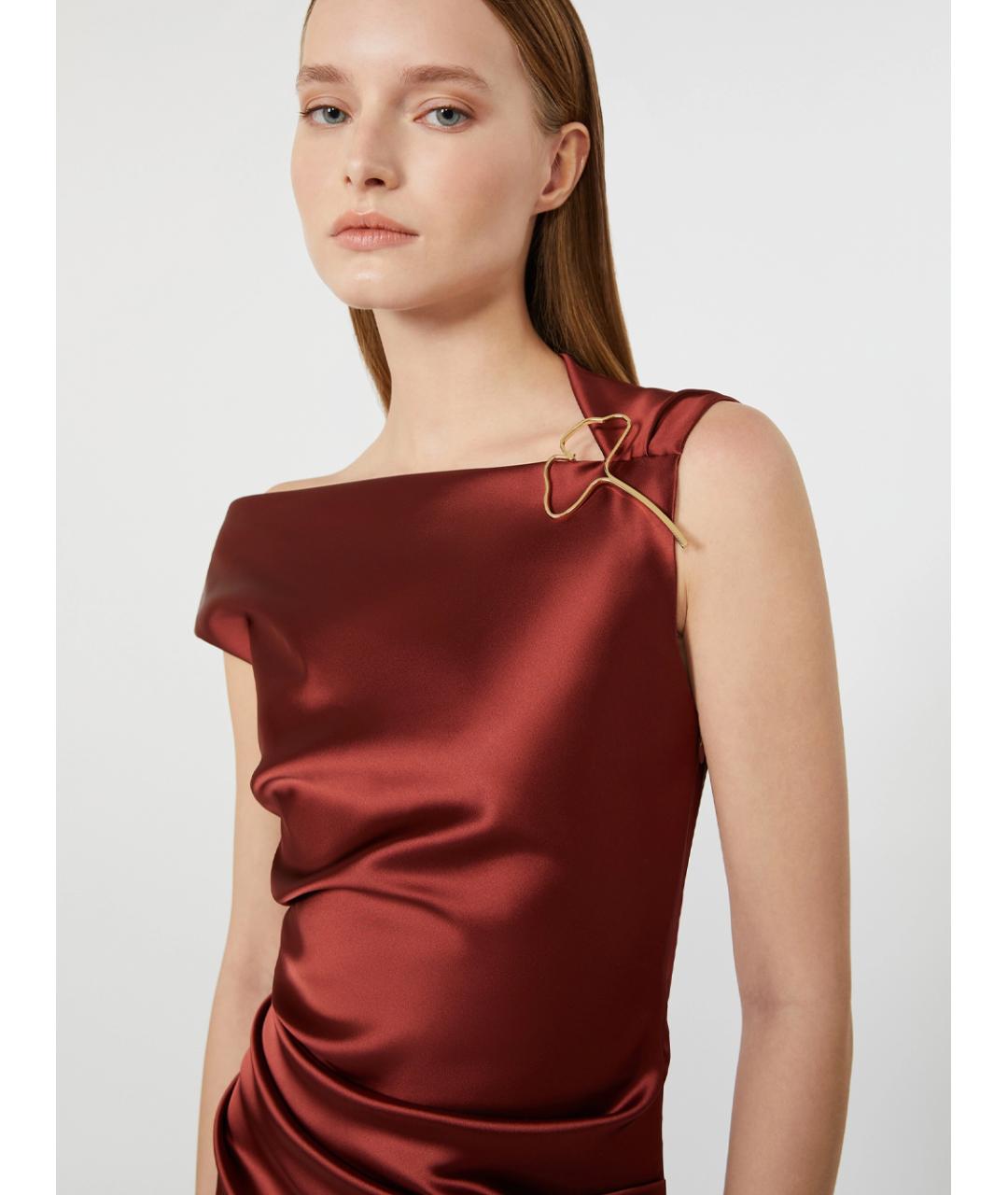 MAX MARA Красное ацетатное вечернее платье, фото 4