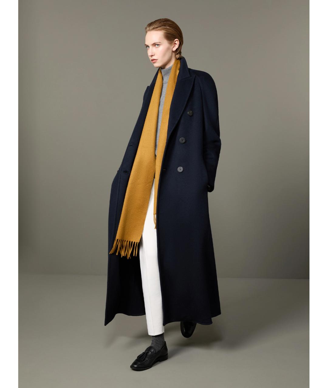 MAX MARA Темно-синее кашемировое пальто, фото 2