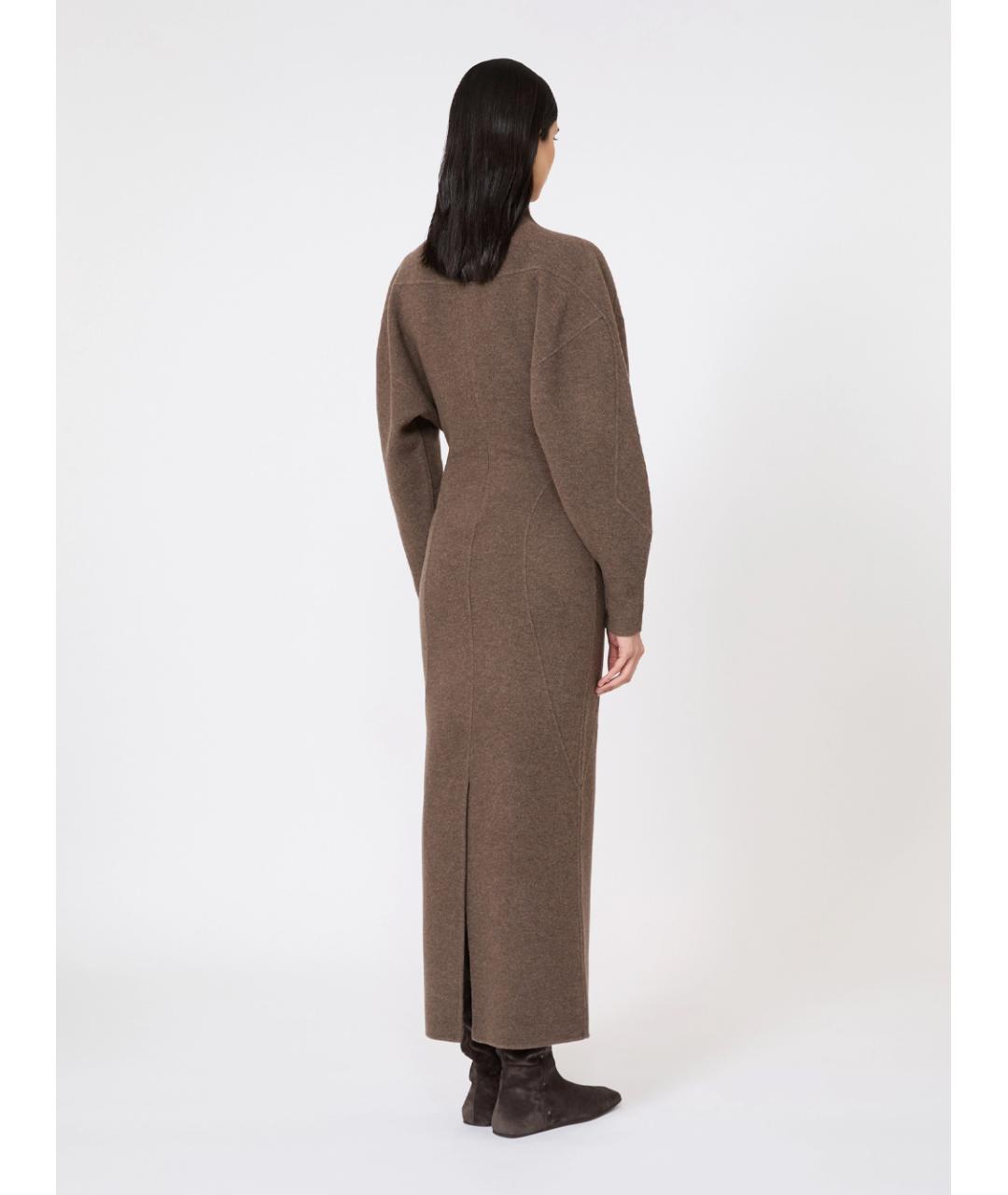 MAX MARA Коричневое шерстяное повседневное платье, фото 3