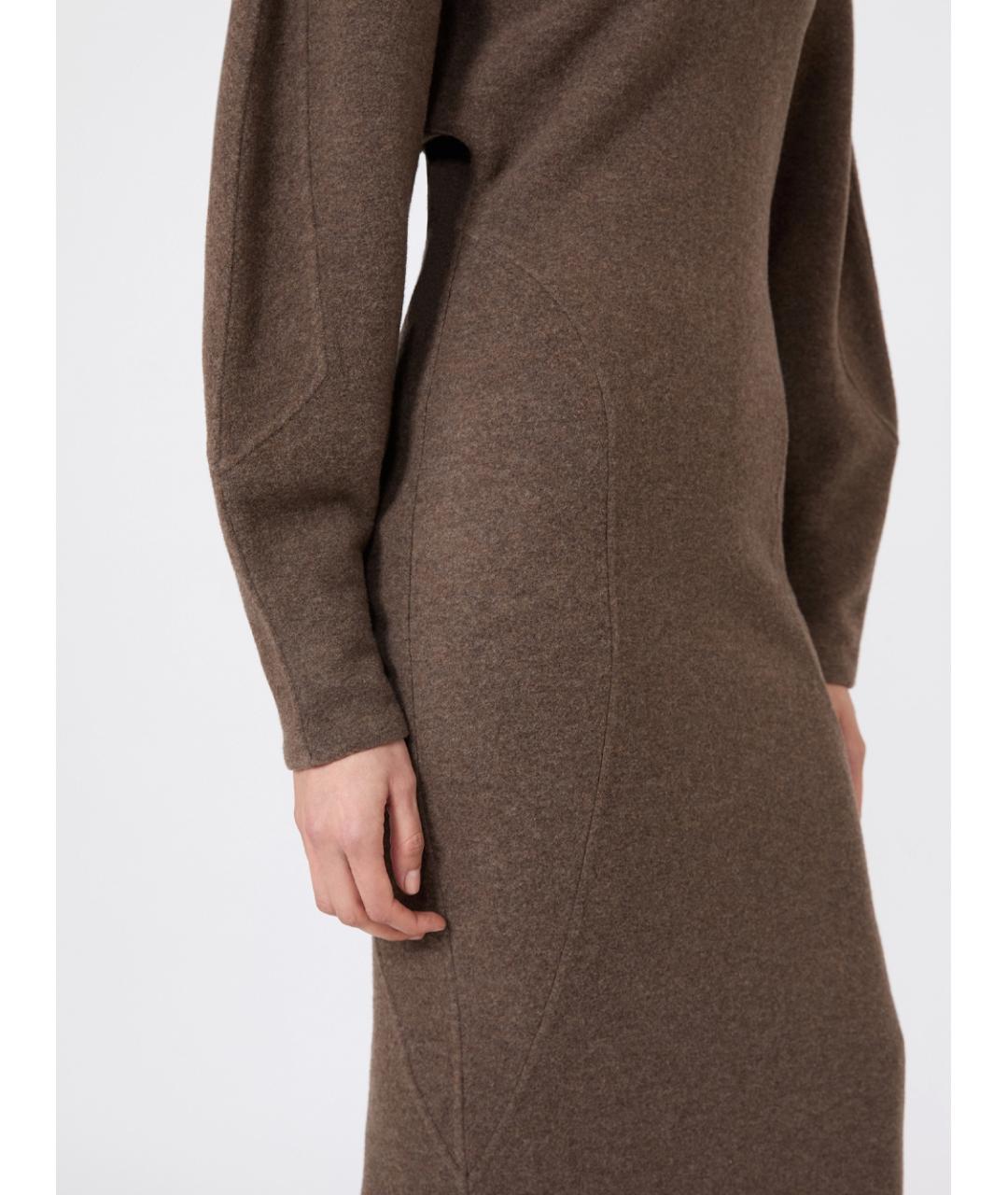MAX MARA Коричневое шерстяное повседневное платье, фото 5