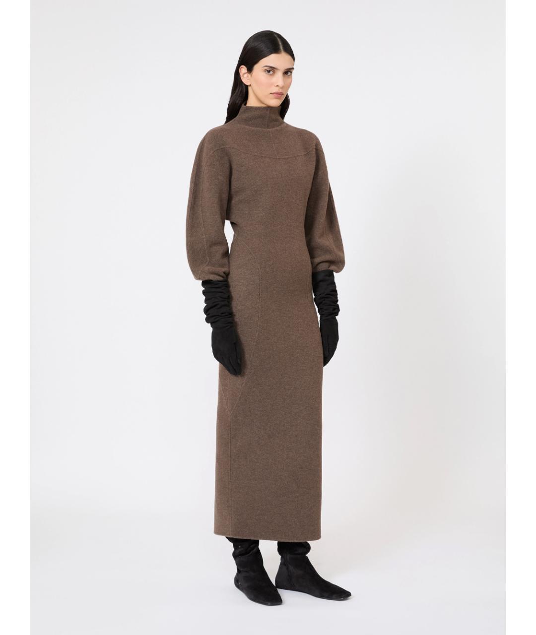 MAX MARA Коричневое шерстяное повседневное платье, фото 2