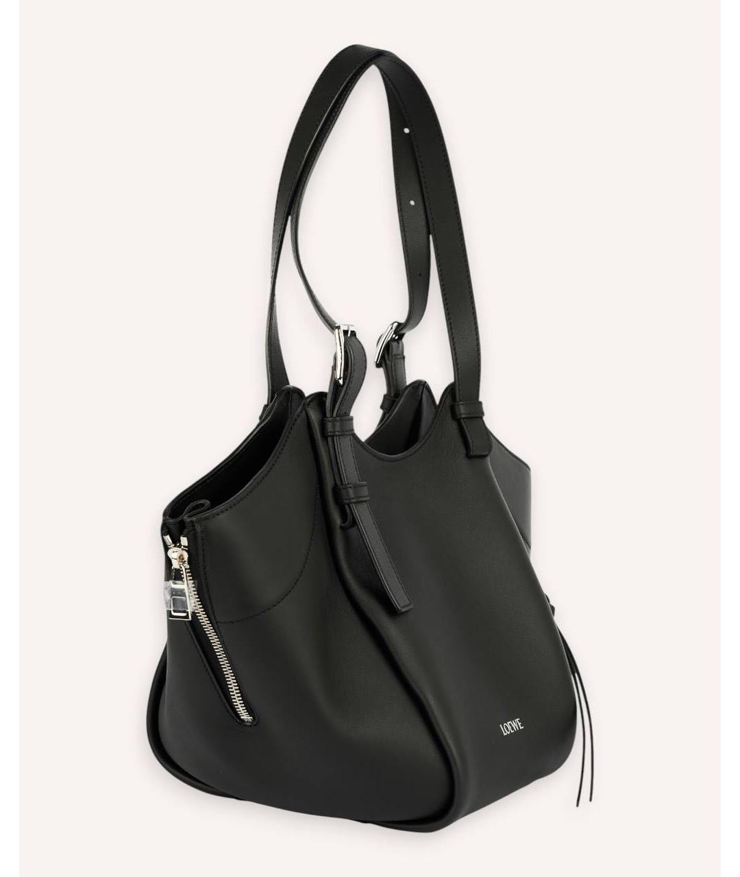 LOEWE Черная кожаная сумка тоут, фото 5