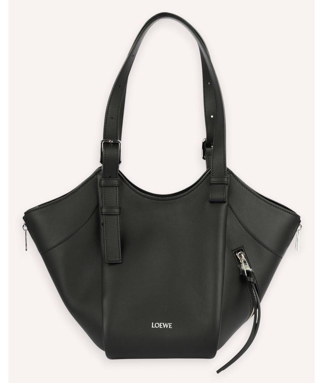 LOEWE Черная кожаная сумка тоут, фото 9