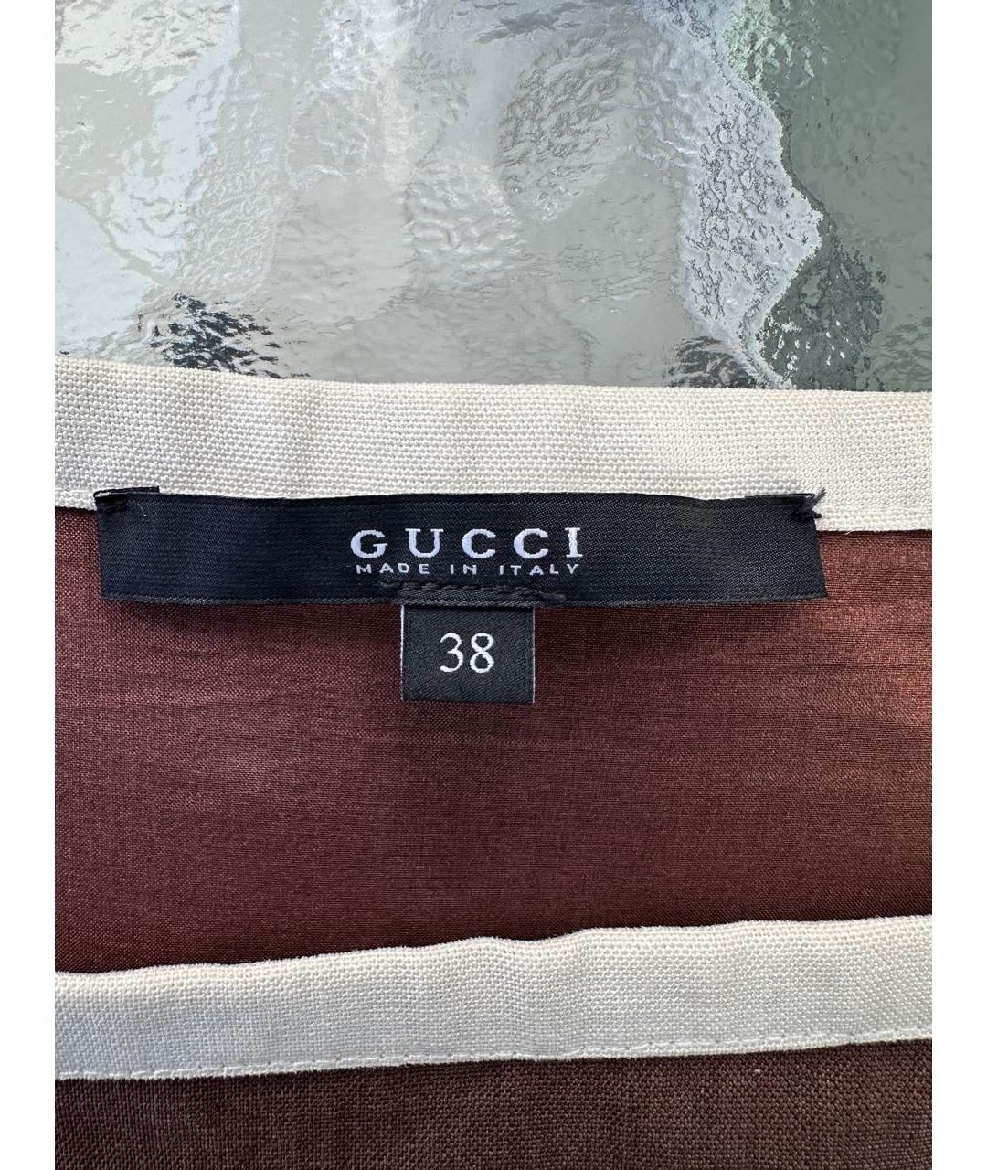 GUCCI Коричневый льняной сарафан, фото 3