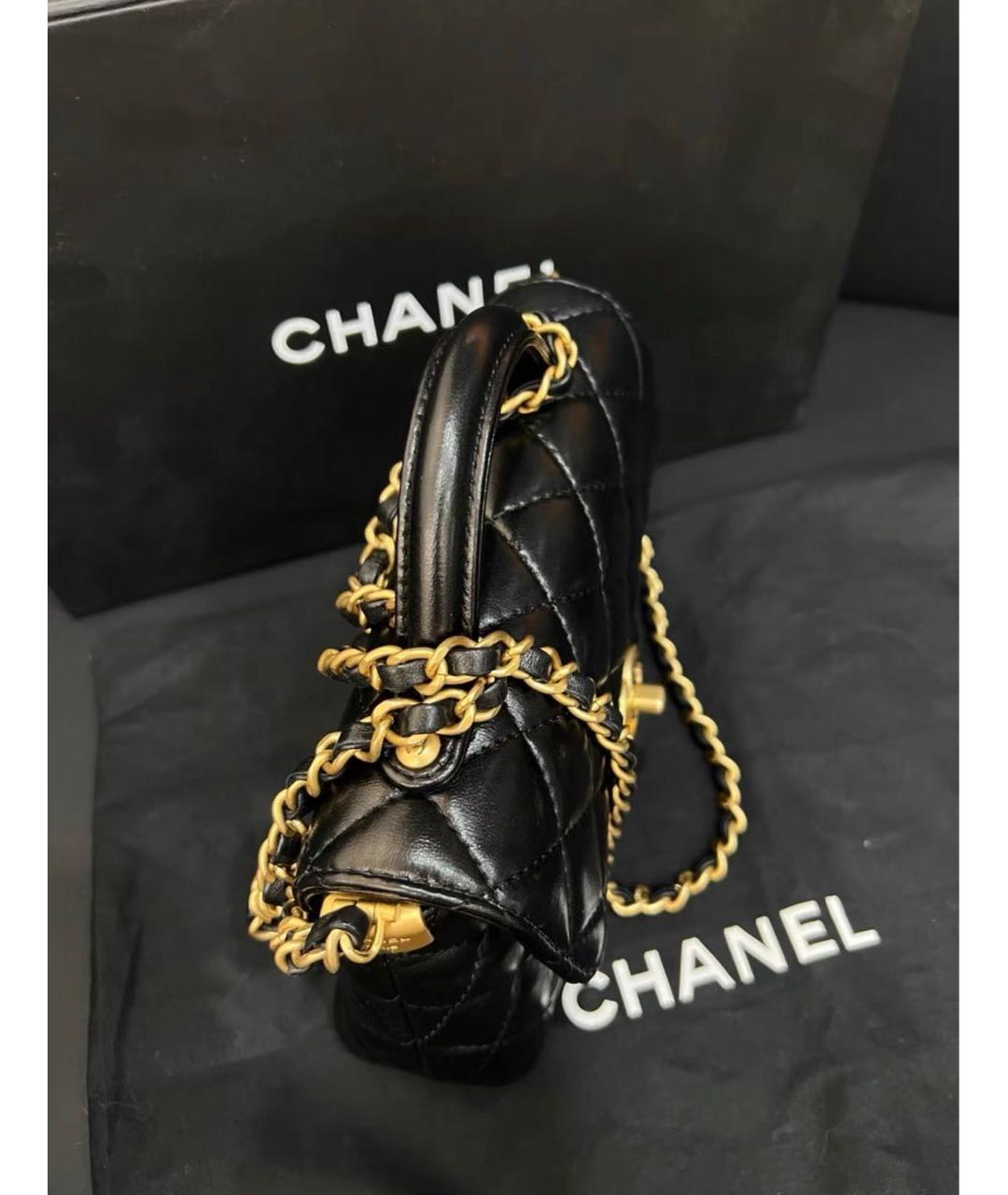 CHANEL Черная кожаная сумка через плечо, фото 7