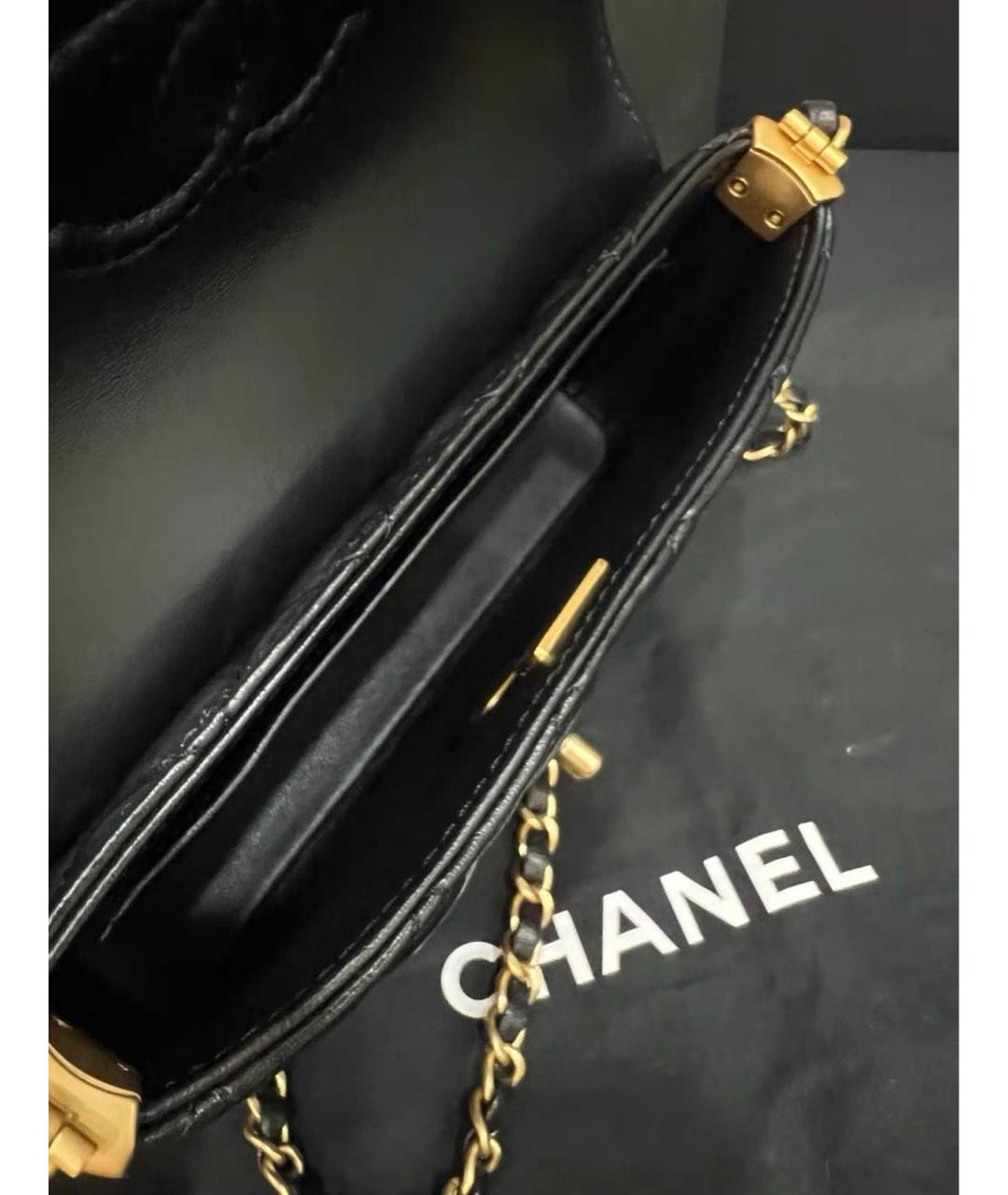 CHANEL Черная кожаная сумка через плечо, фото 8
