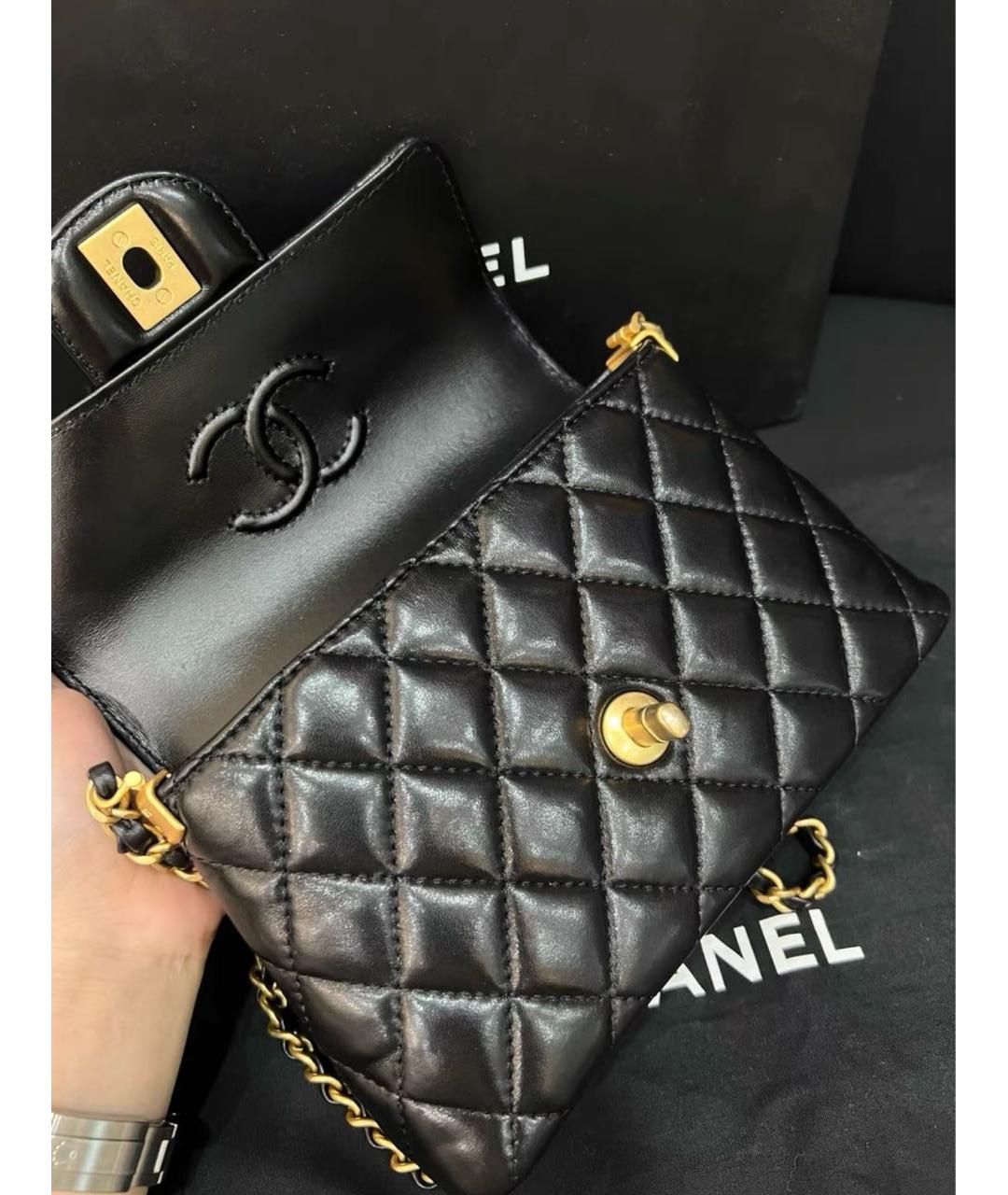 CHANEL Черная кожаная сумка через плечо, фото 6