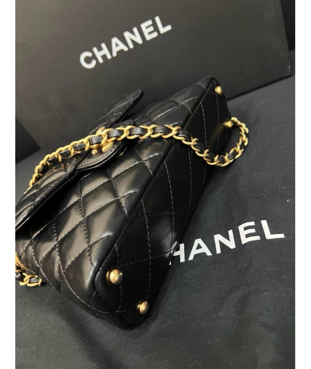 CHANEL Черная кожаная сумка через плечо, фото 5