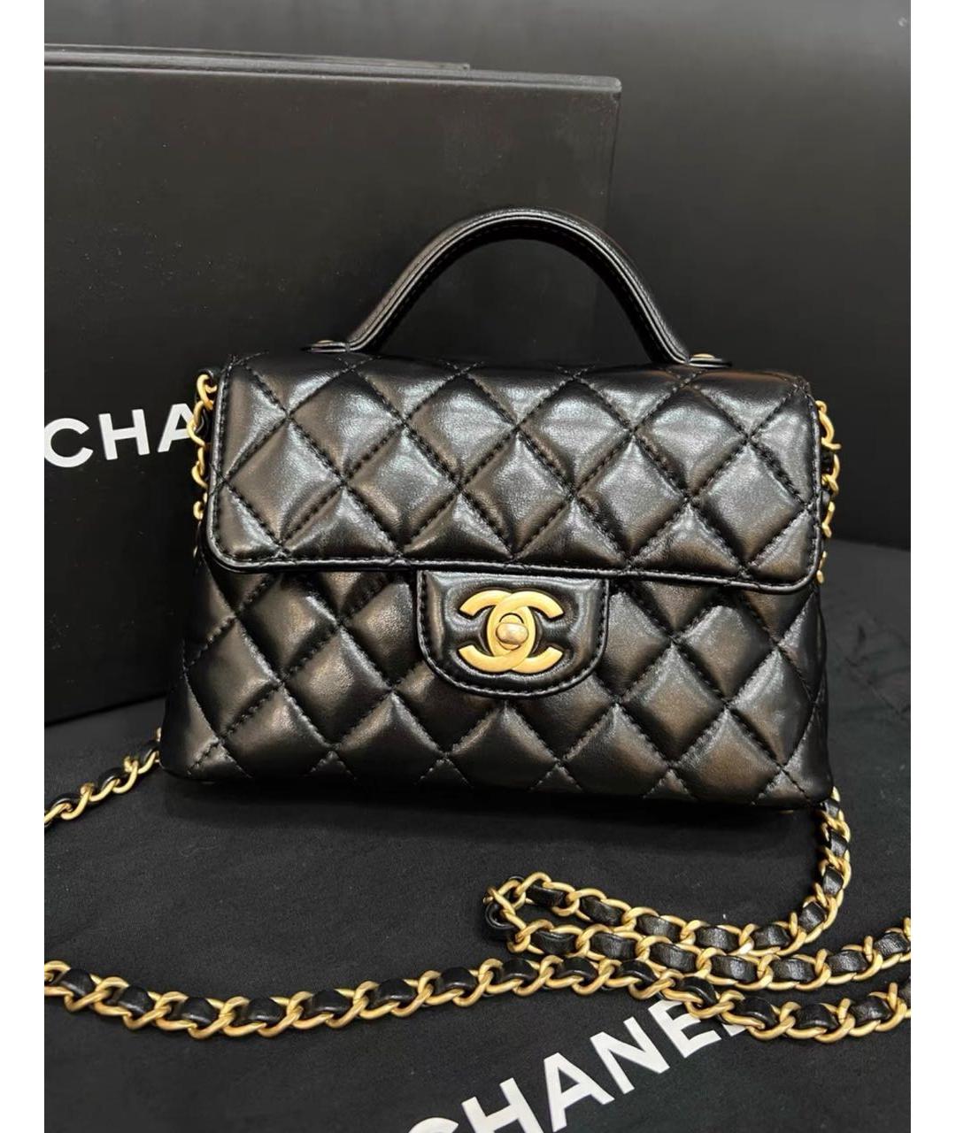 CHANEL Черная кожаная сумка через плечо, фото 2