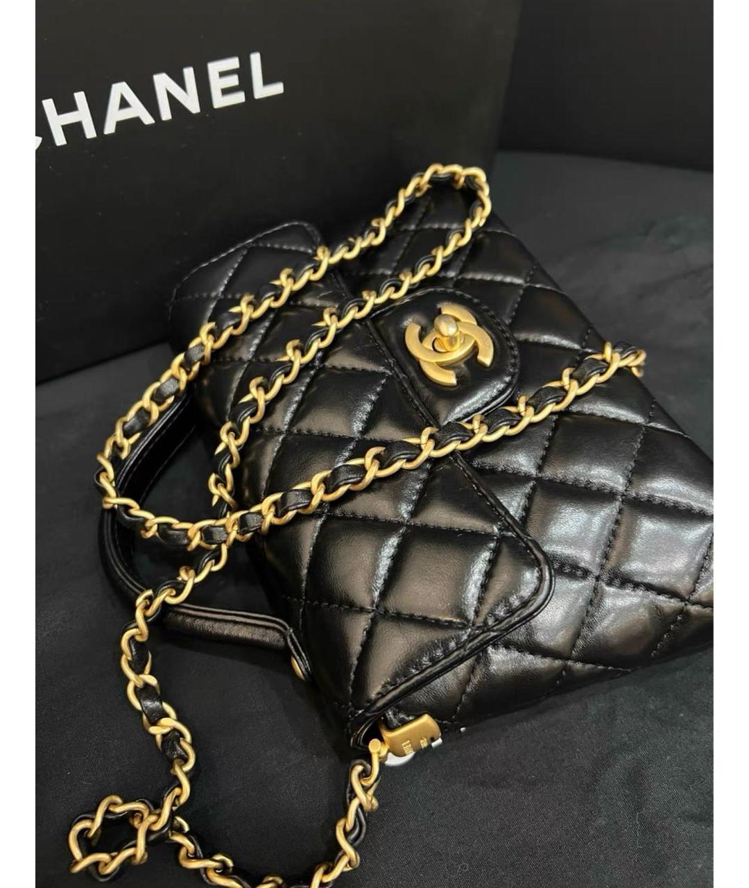CHANEL Черная кожаная сумка через плечо, фото 3