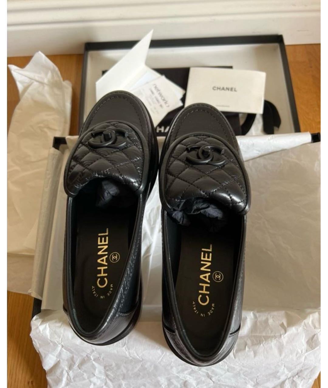 CHANEL Черные кожаные лоферы, фото 4