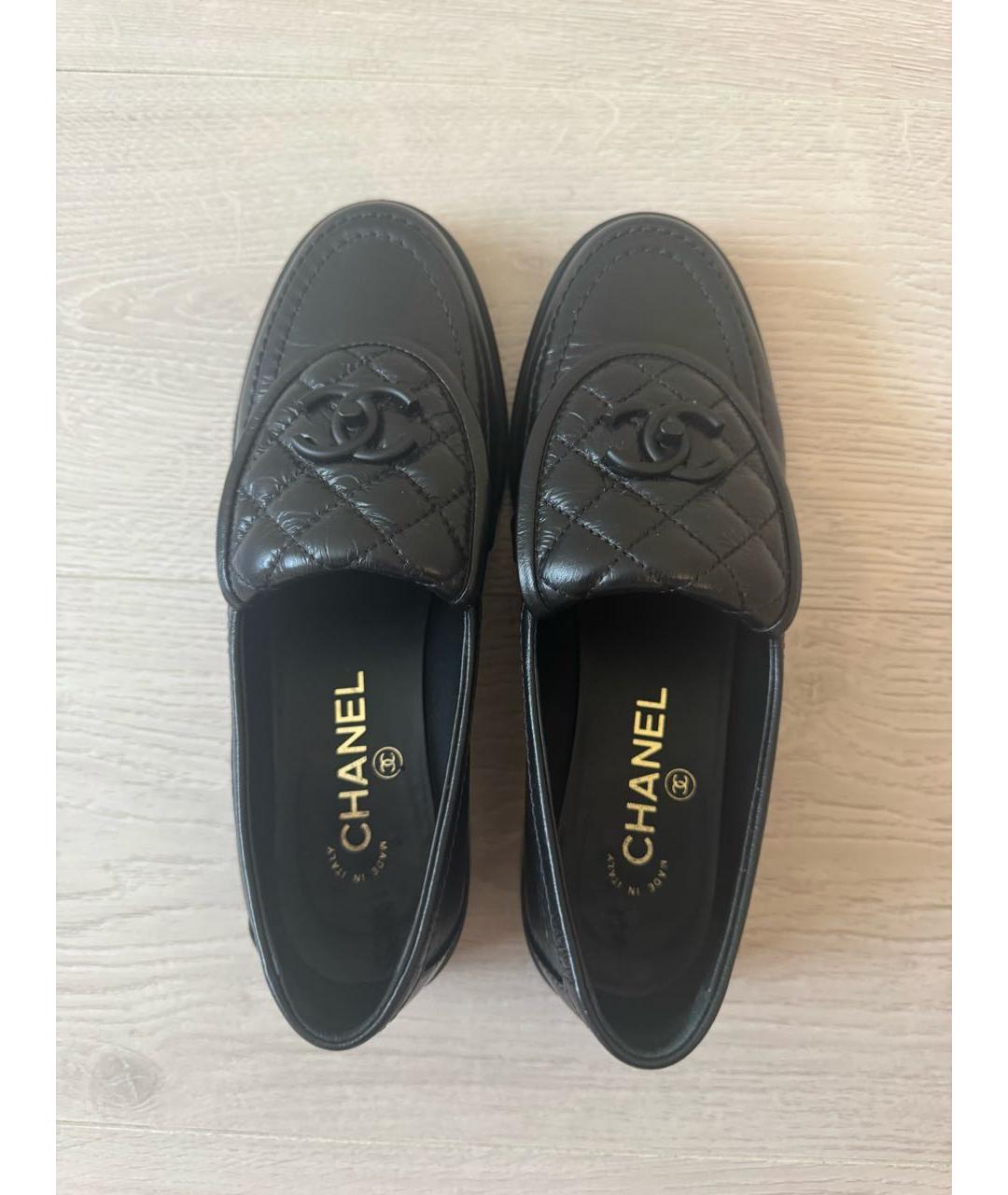 CHANEL Черные кожаные лоферы, фото 3