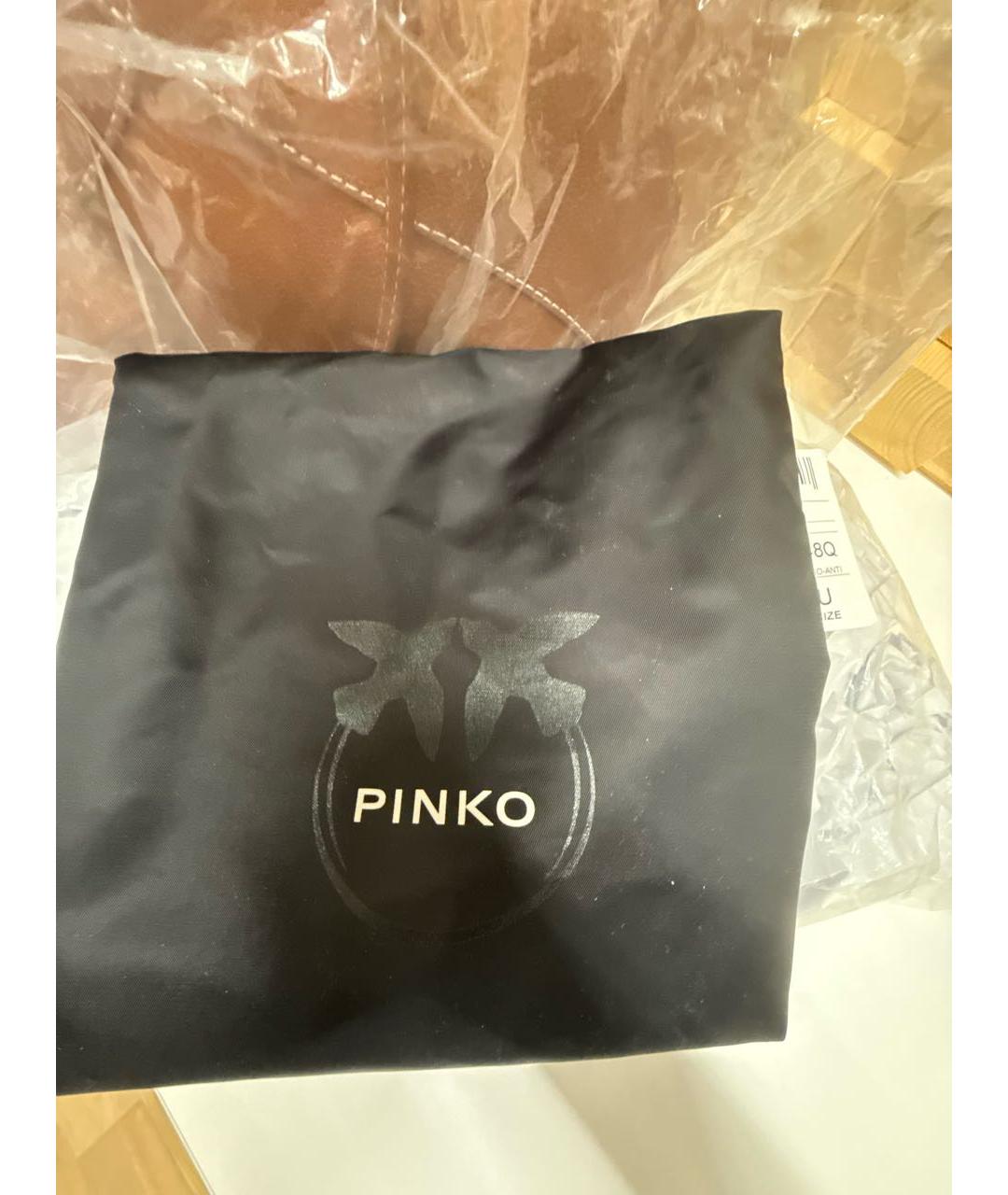 PINKO Коричневая кожаная сумка тоут, фото 7
