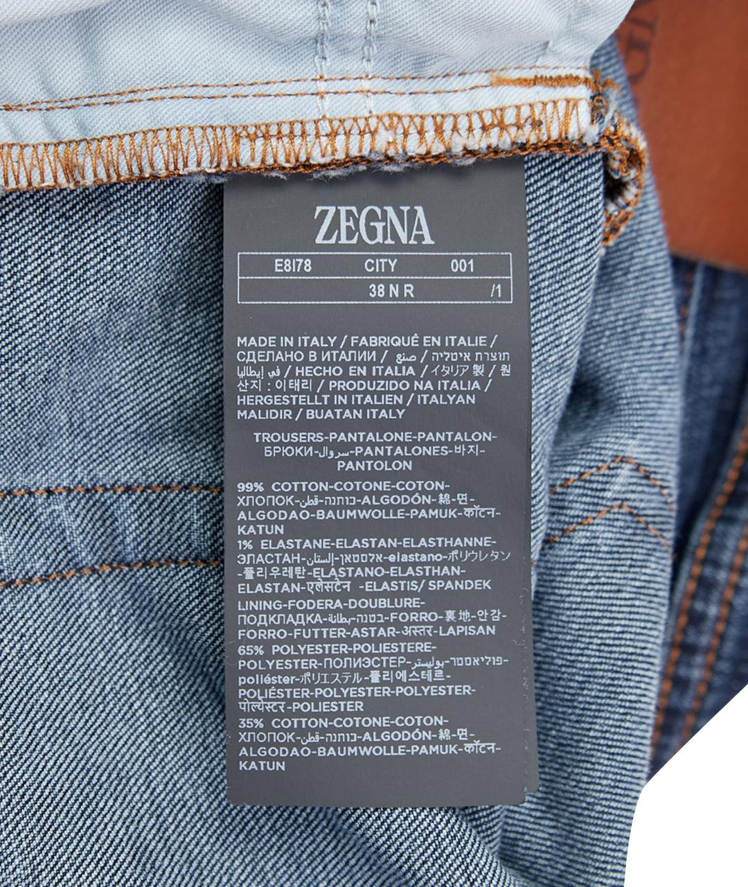 ZEGNA Синие хлопковые прямые джинсы, фото 8
