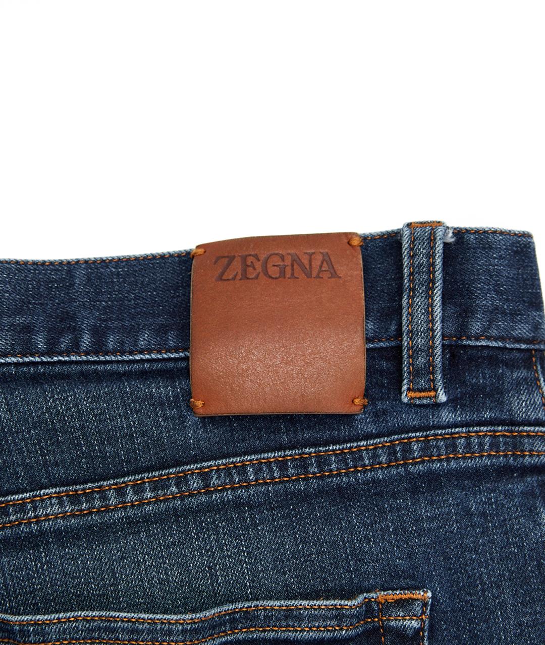 ZEGNA Синие хлопковые прямые джинсы, фото 7