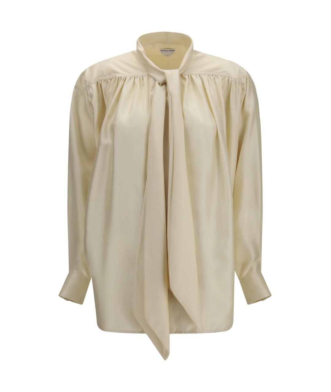 BOTTEGA VENETA Бежевая шелковая блузы, фото 4