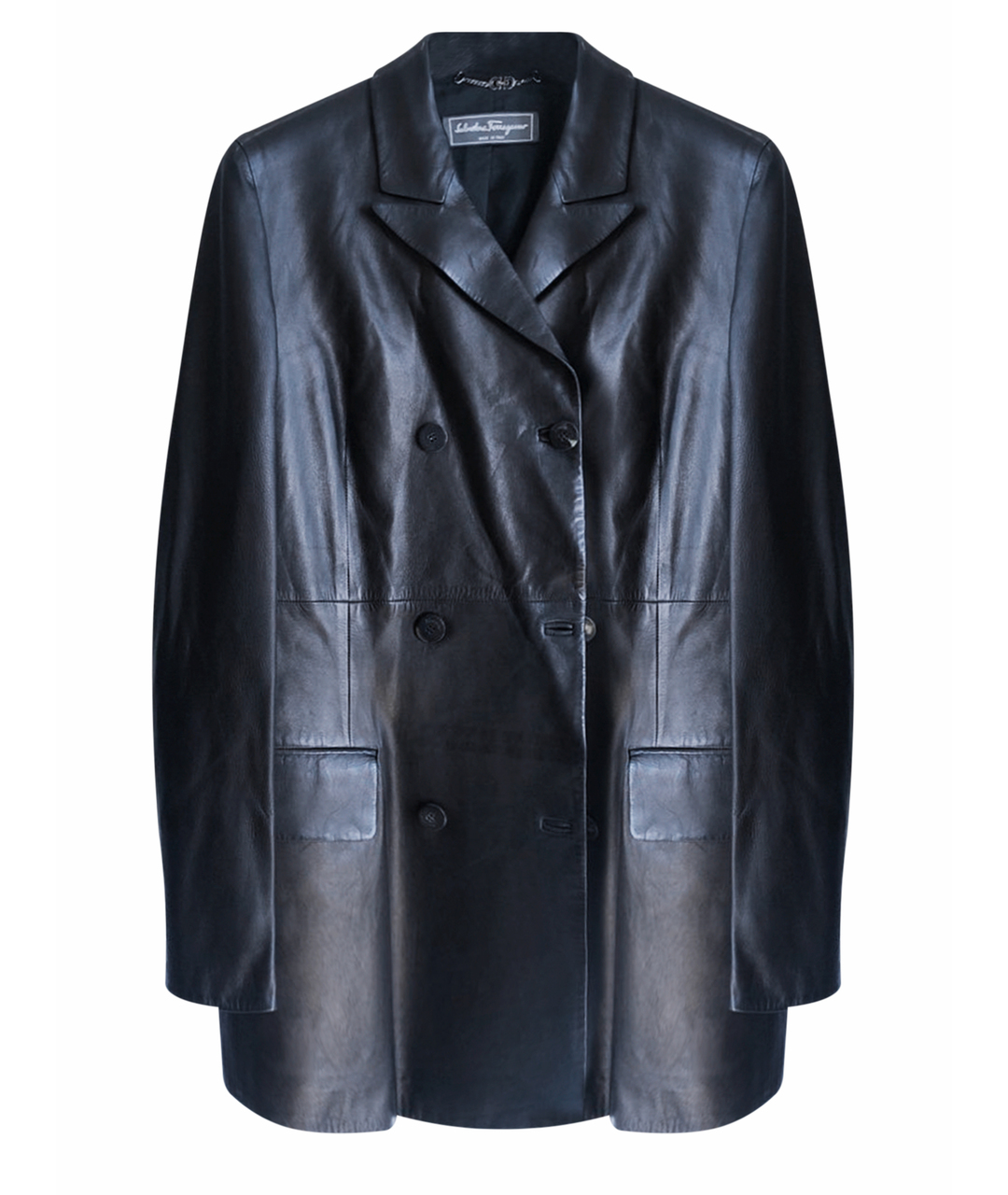 SALVATORE FERRAGAMO Черный кожаный жакет/пиджак, фото 1