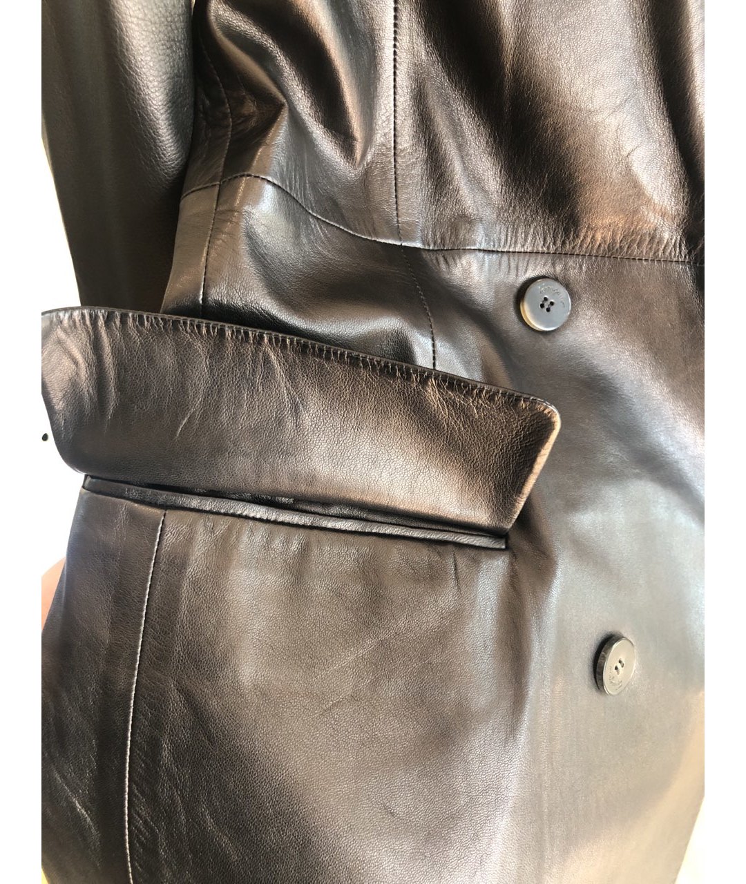 SALVATORE FERRAGAMO Черный кожаный жакет/пиджак, фото 4