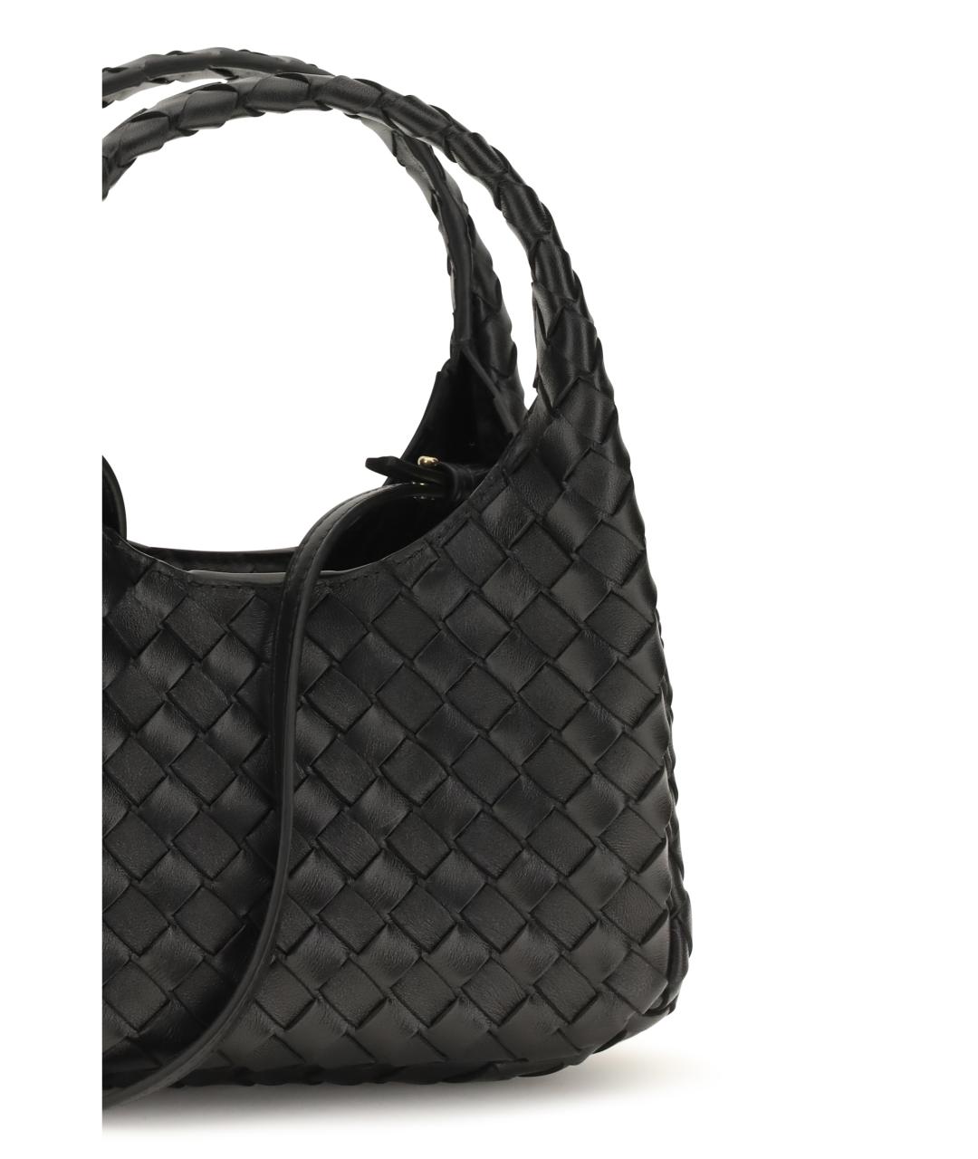 BOTTEGA VENETA Черная кожаная сумка через плечо, фото 4