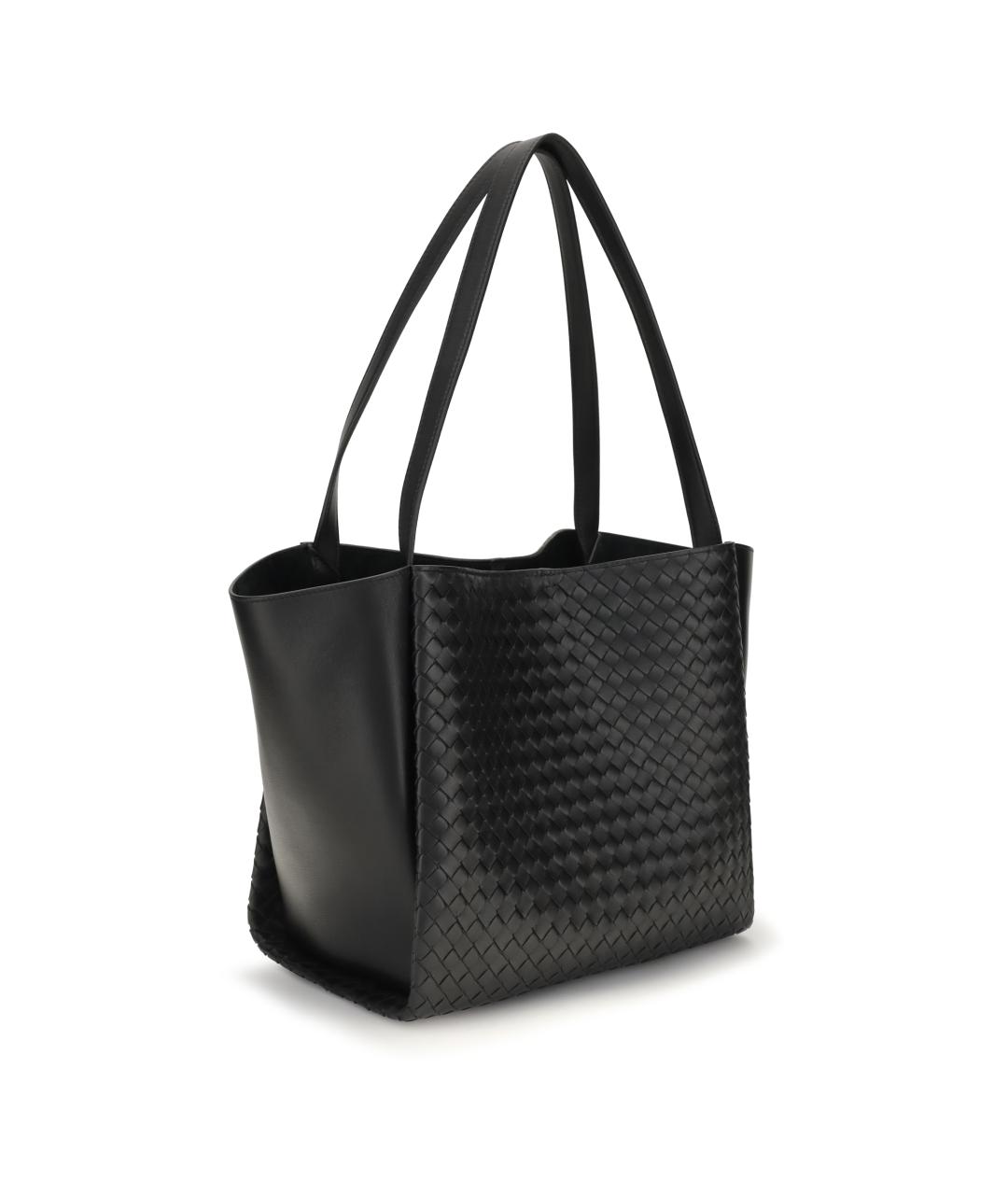 BOTTEGA VENETA Черная кожаная сумка тоут, фото 3